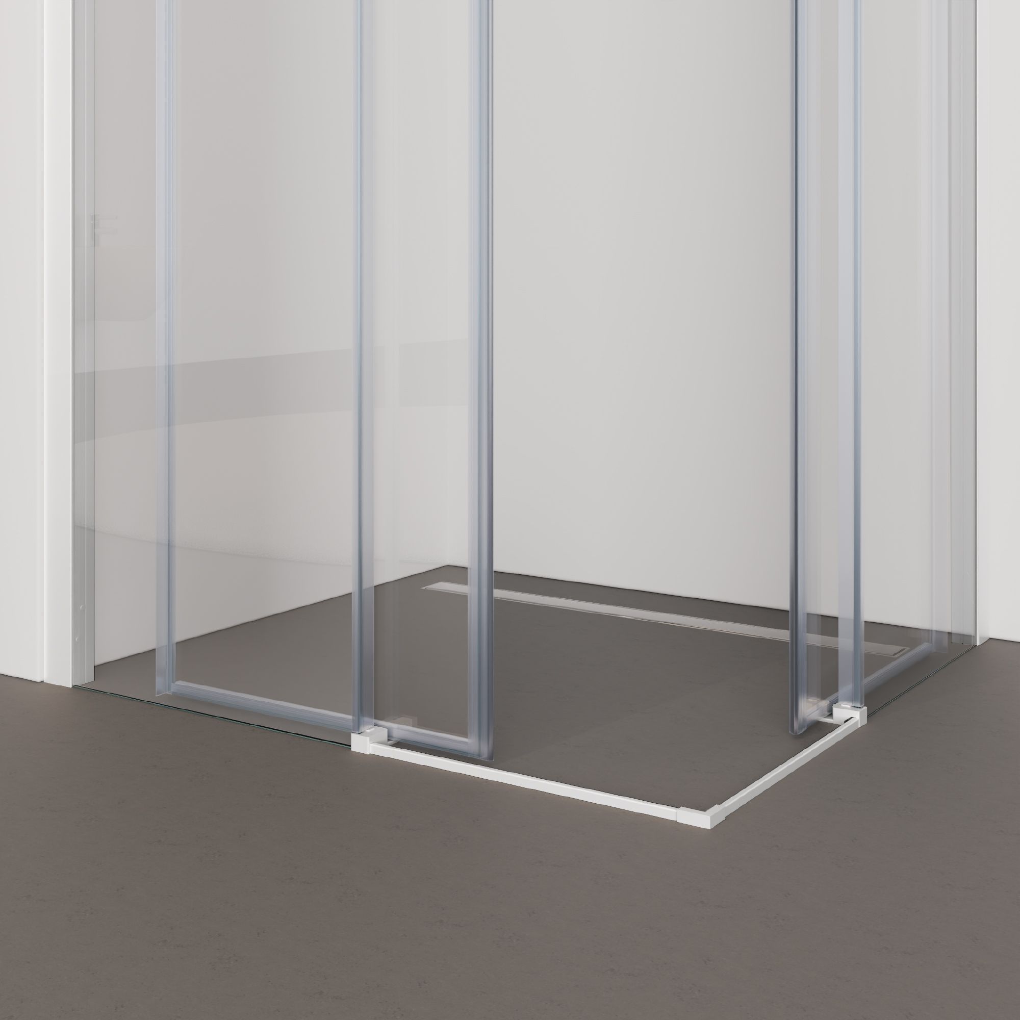 Corner Entry Kaylee WHITE with Sliding Doors made of ESG Safety Glass