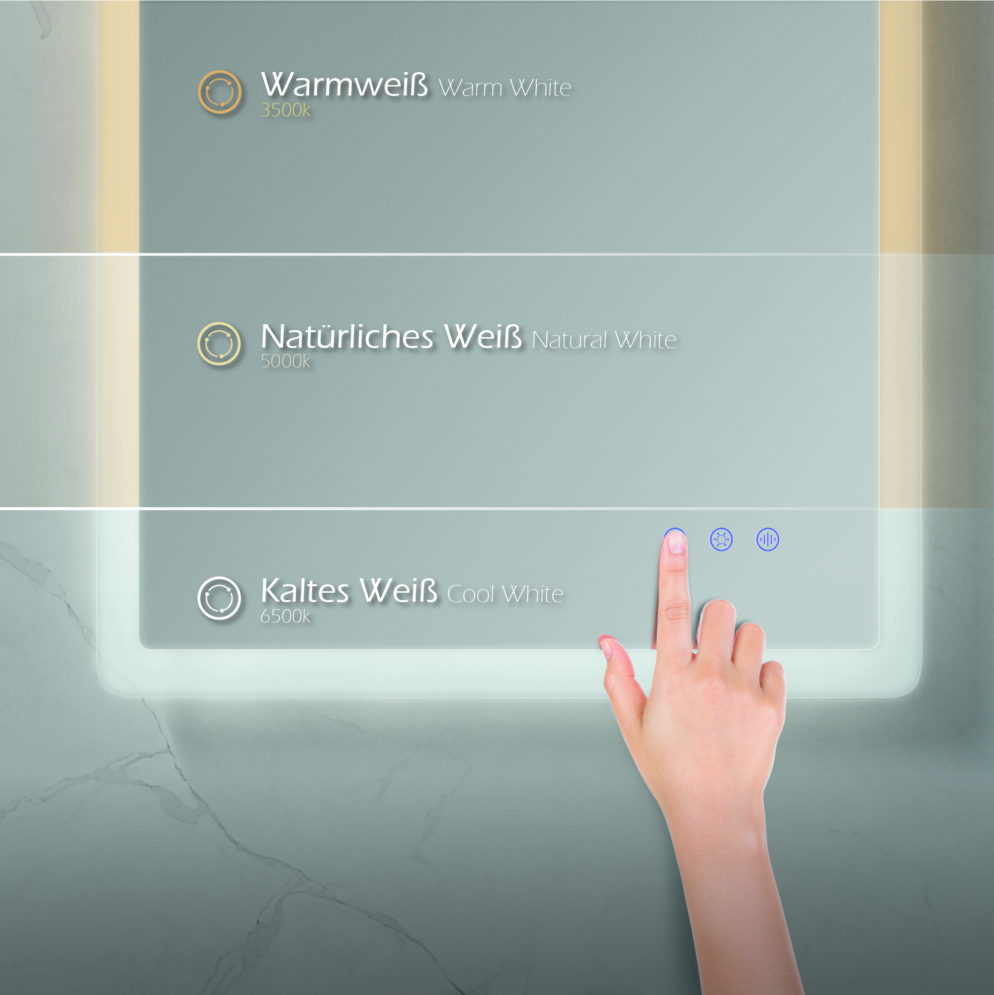 LED Badspiegel Mellow Badezimmerspiegel mit dimmbarer Beleuchtung, Farbwechsel und Antibeschlag-Funktion IP44 80 x 180 cm