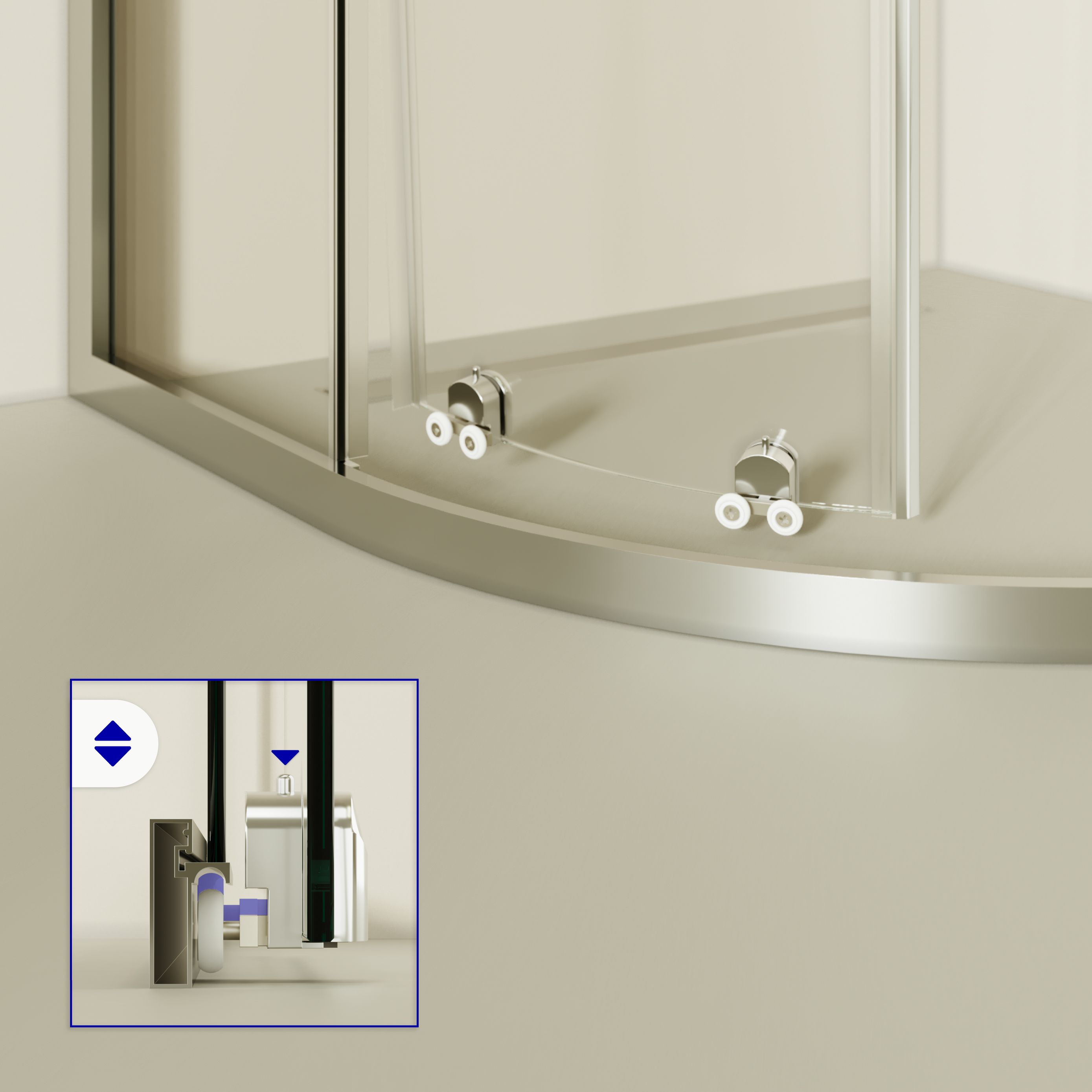 Quarter Circle Shower Ella with Sliding Doors Made of ESG Safety Glass Quarter Circle Shower Ella with Sliding Doors Made of ESG Safety Glass