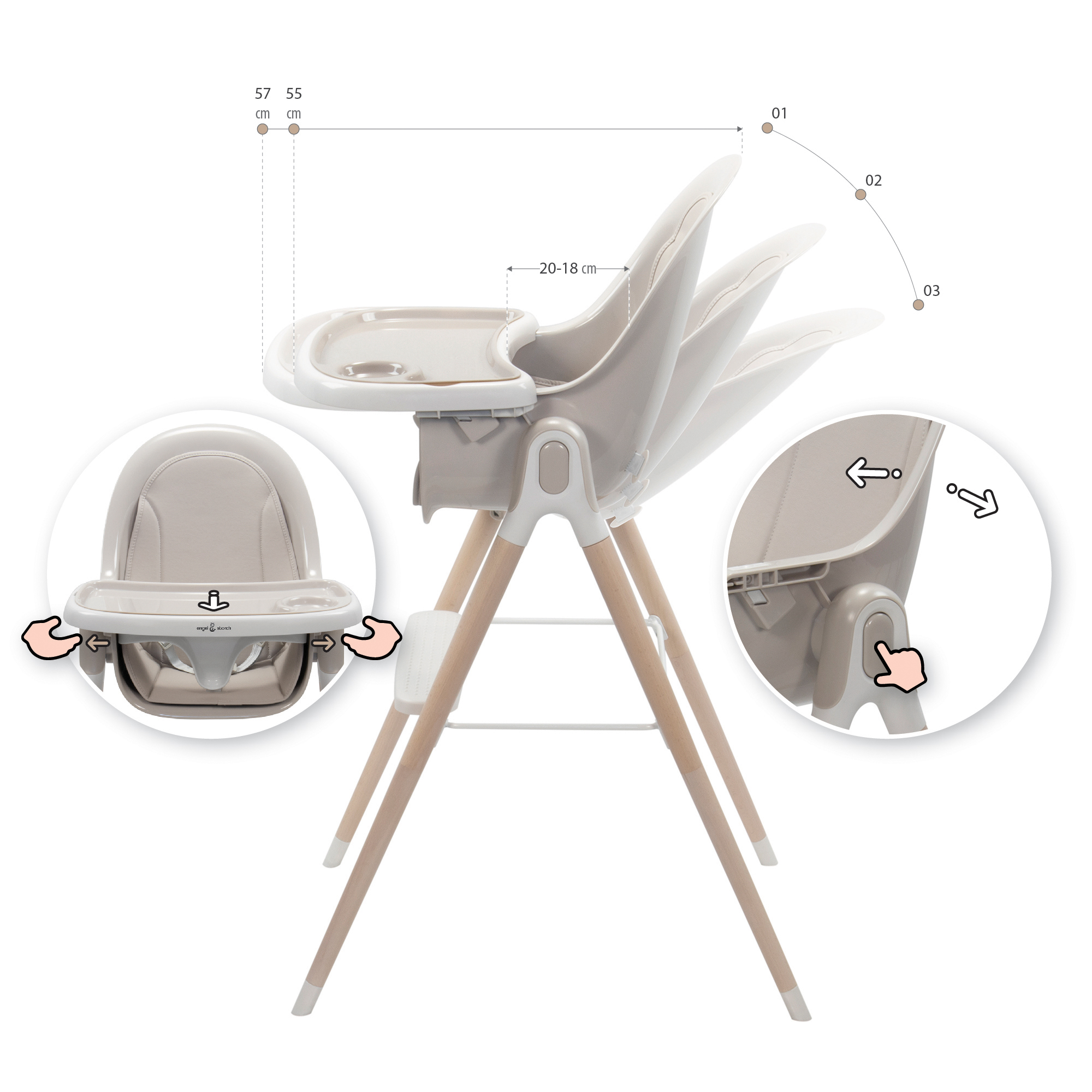 00Artboard 11 Child High Chair ARTO - Children's Chair with Dining Tray and Seat