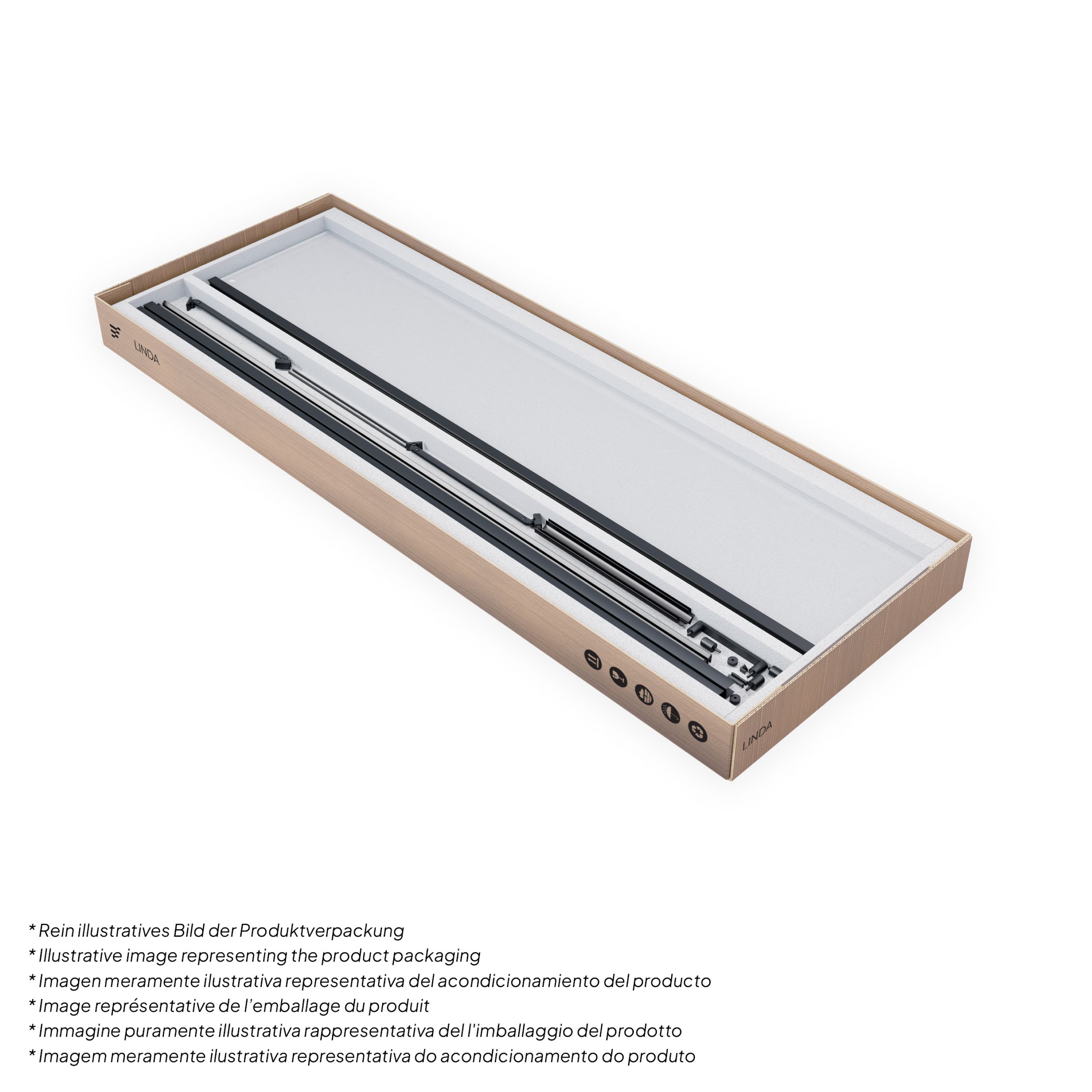 Corner Entry Linda with Folding Doors and Black Profiles Made of ESG Safety Glass Corner Entry Linda with Folding Doors and Black Profiles Made of ESG Safety Glass