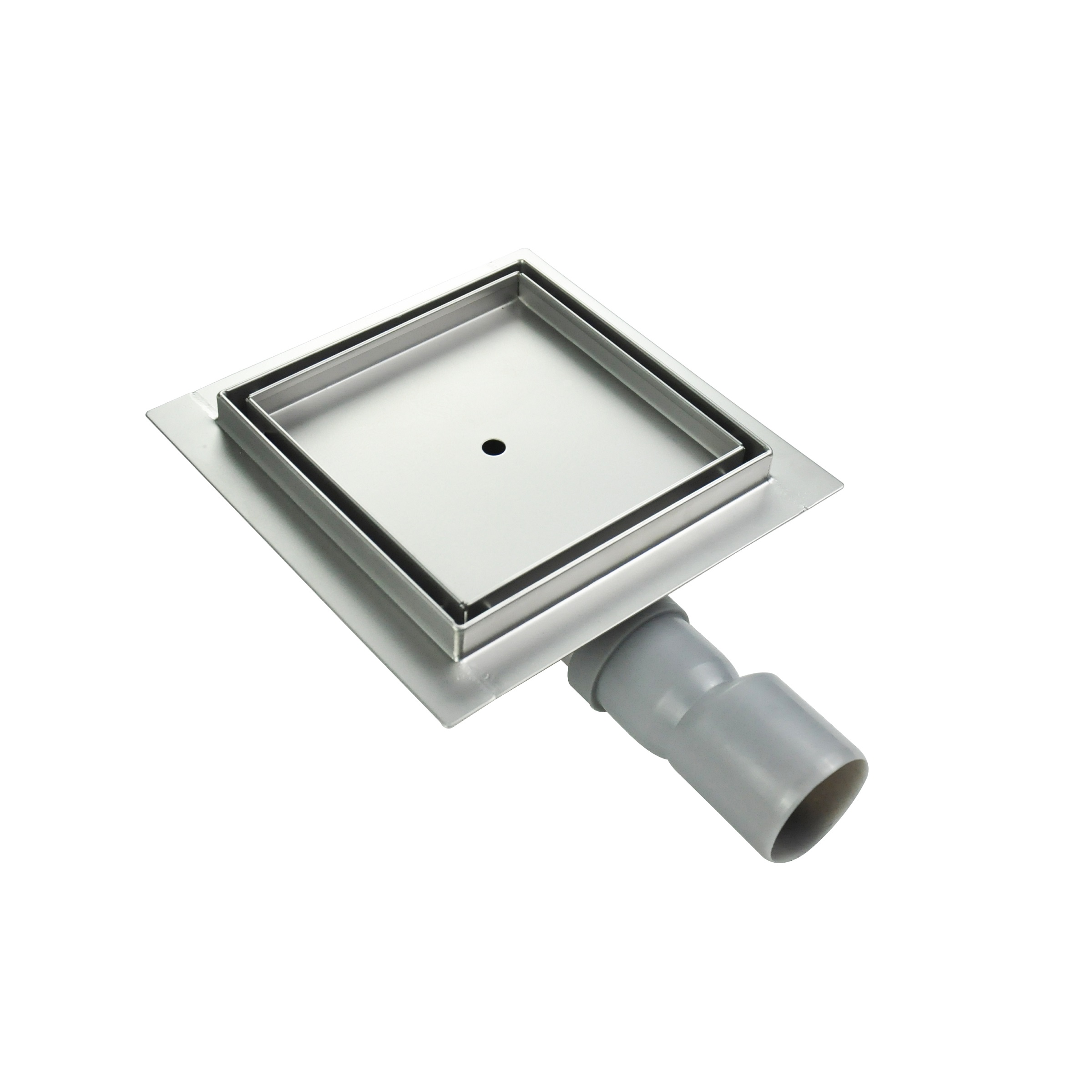 Quadratische Duschrinne Q2 aus Edelstahl für flache Installation, befliesbar Quadratische Duschrinne Bodenablauf 2 in 1 Befliesbar aus Edelstahl sehr flach Q2
