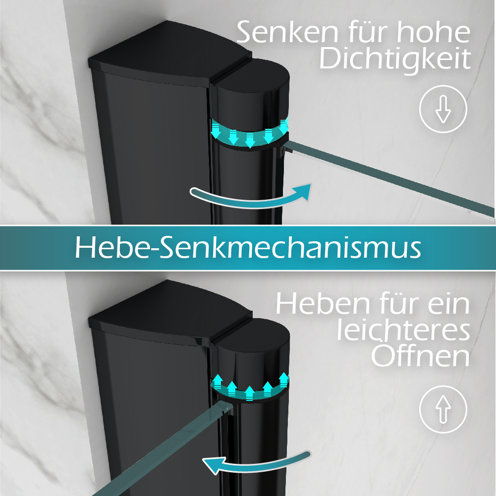 Eckeinstieg Emma BLACK mit Falttüren aus ESG Sicherheitsglas 70x75 cm-180 cm