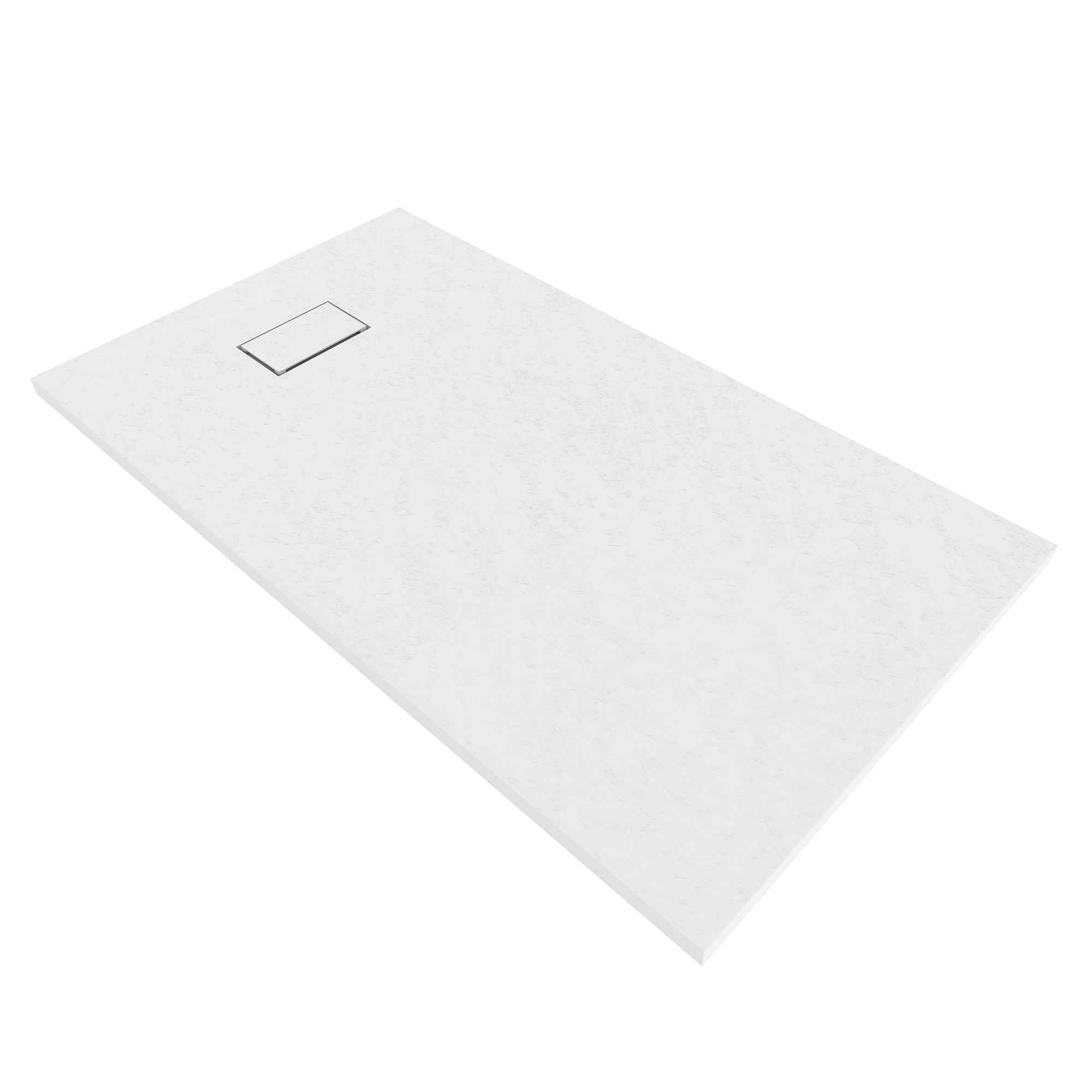 SMC Boreal Shower Tray in Stone Look with Drain Assembly - White