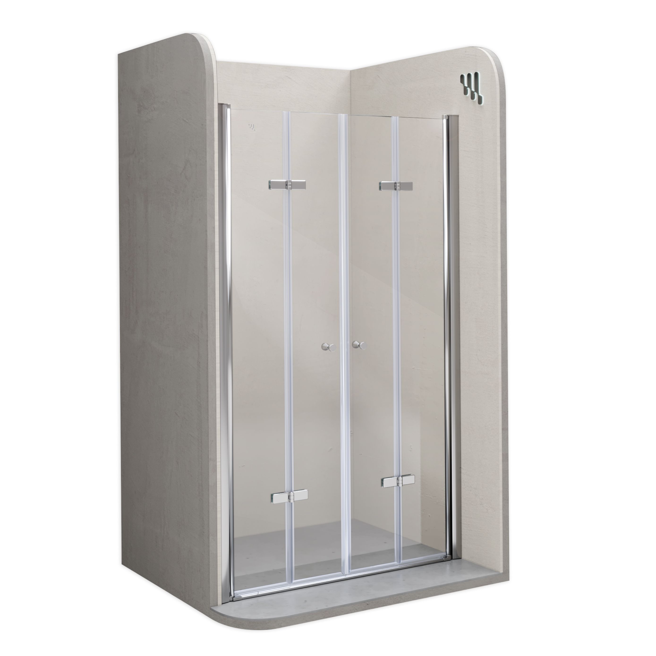 Shower Door Lena with Folding Doors Made of Clear Tempered Safety Glass Shower Door Lena with Folding Doors Made of Clear Tempered Safety Glass