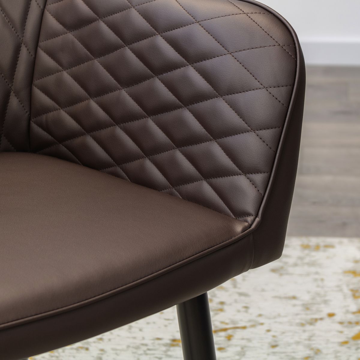 Esszimmerstuhl Wohnzimmerstuhl Watson Braun aus Textilleder