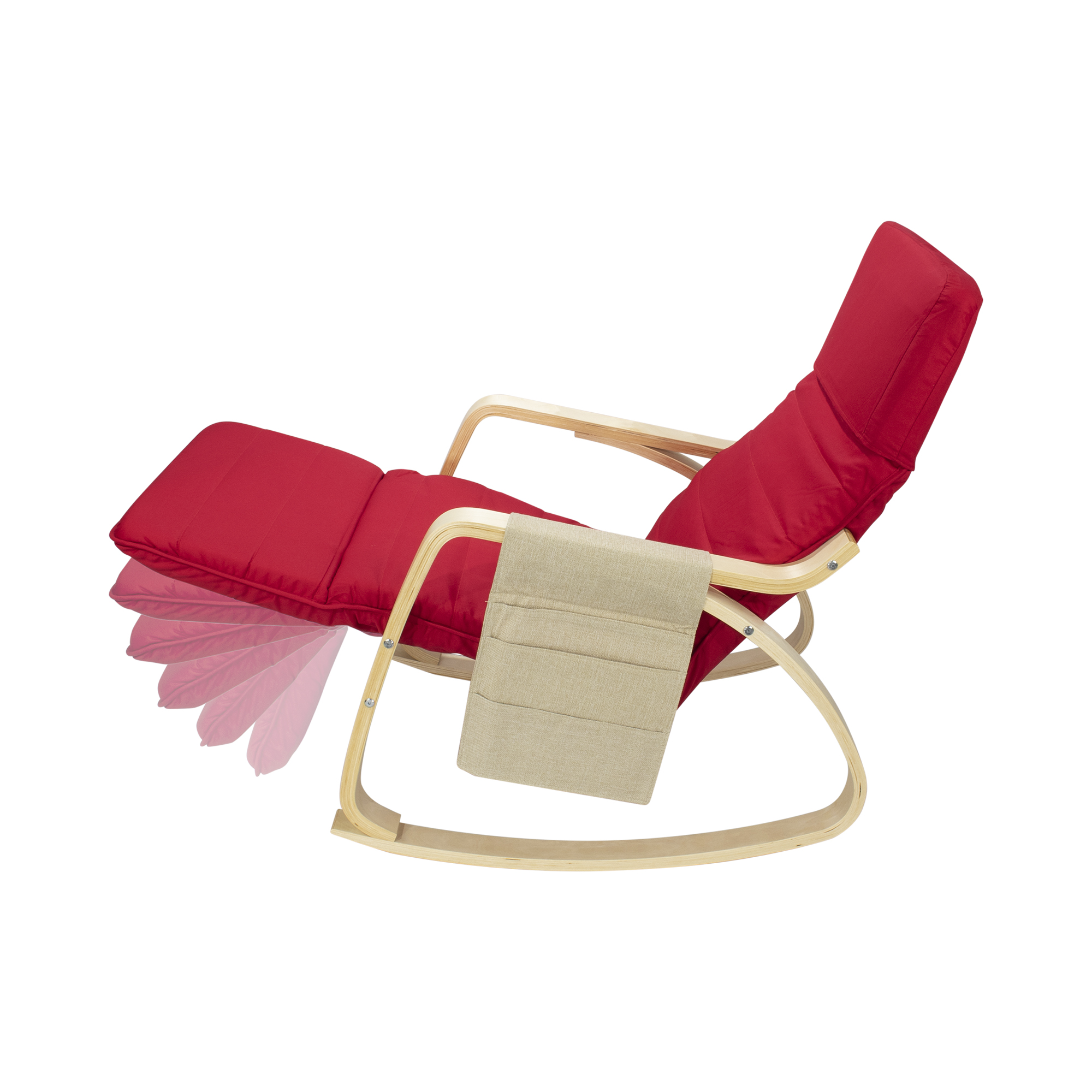 Relaxstuhl Schwingstuhl mit verstellbarem Fussteil D4 Rot Rocking – Relax Chair Chair with Adjustable Footrest D4 Red