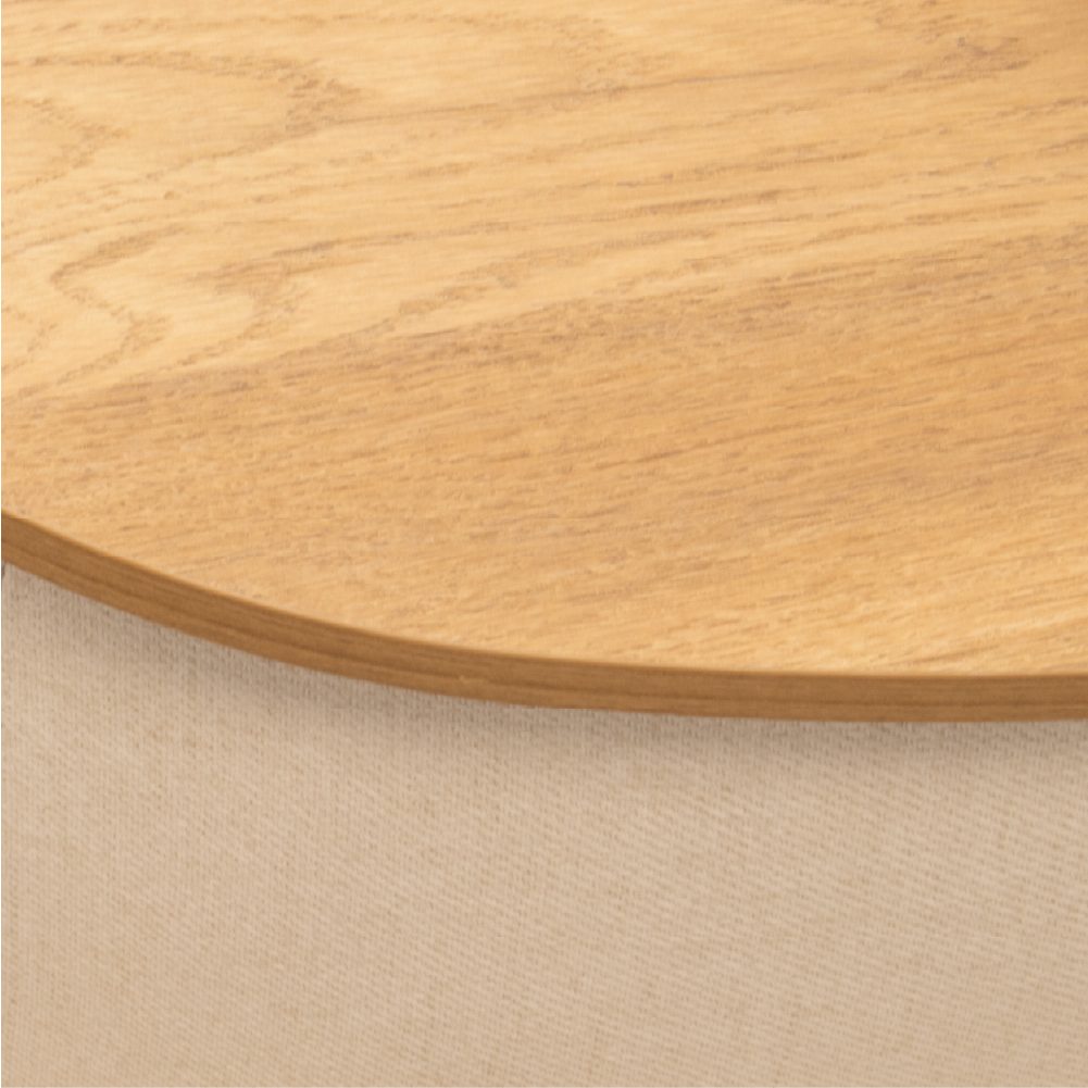 Nisami – 2er-Set Couchtische – flexibel kombinierbare Satztische mit schwarzem Stoffbezug und Holzdekor in Weiß