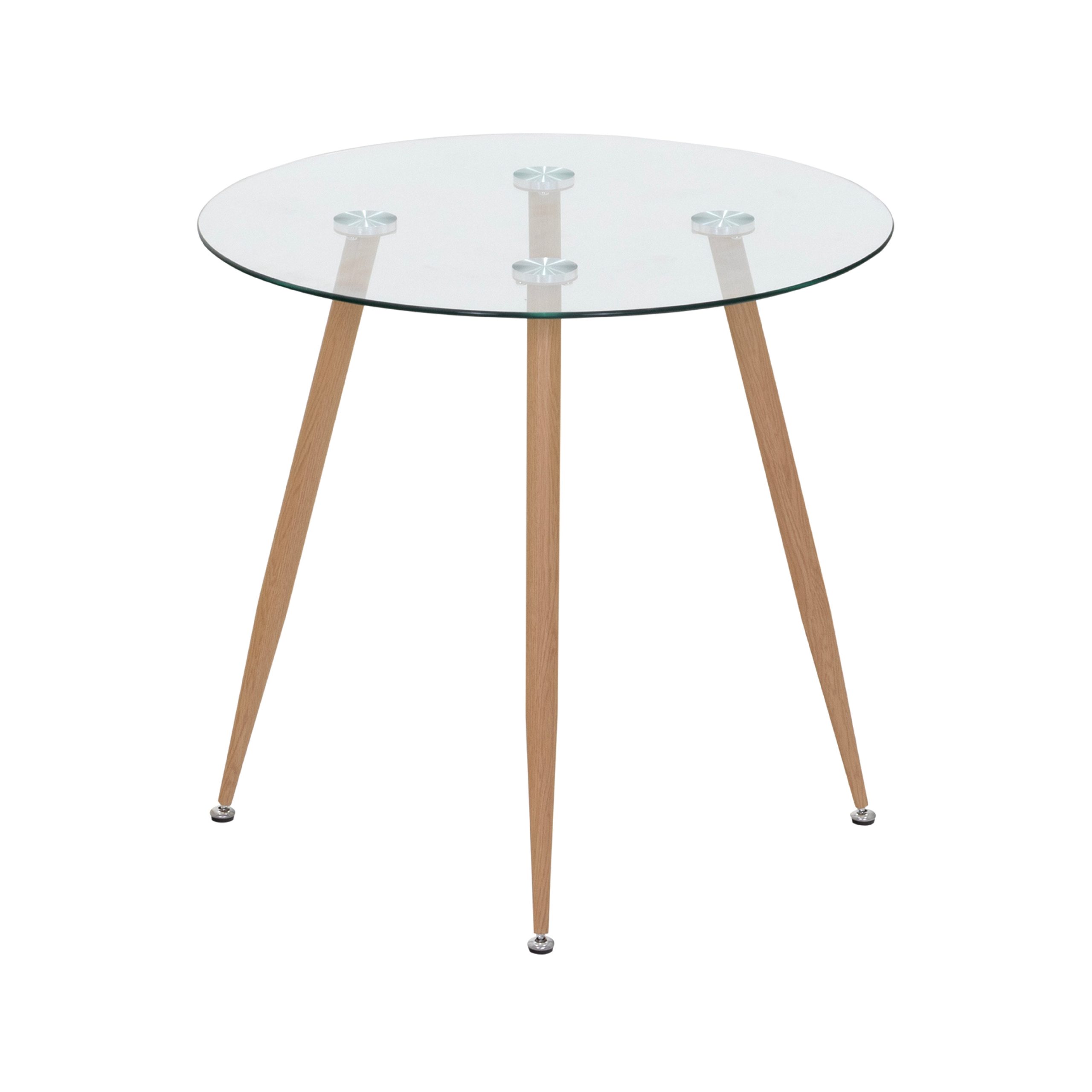 CORIN – Esszimmer-Tisch | Tischplatte: Transparentes Glas | Beine: Holz