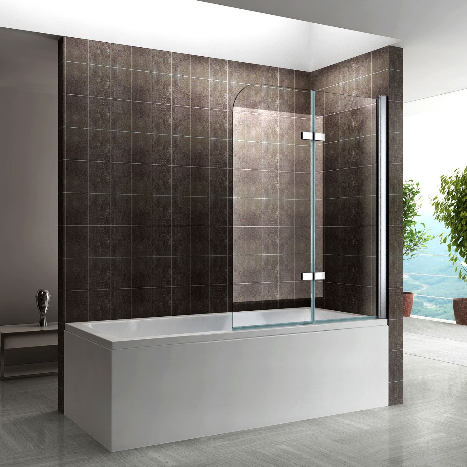 Badewannenaufsatz Anita mit Falttüren aus ESG Sicherheitsglas