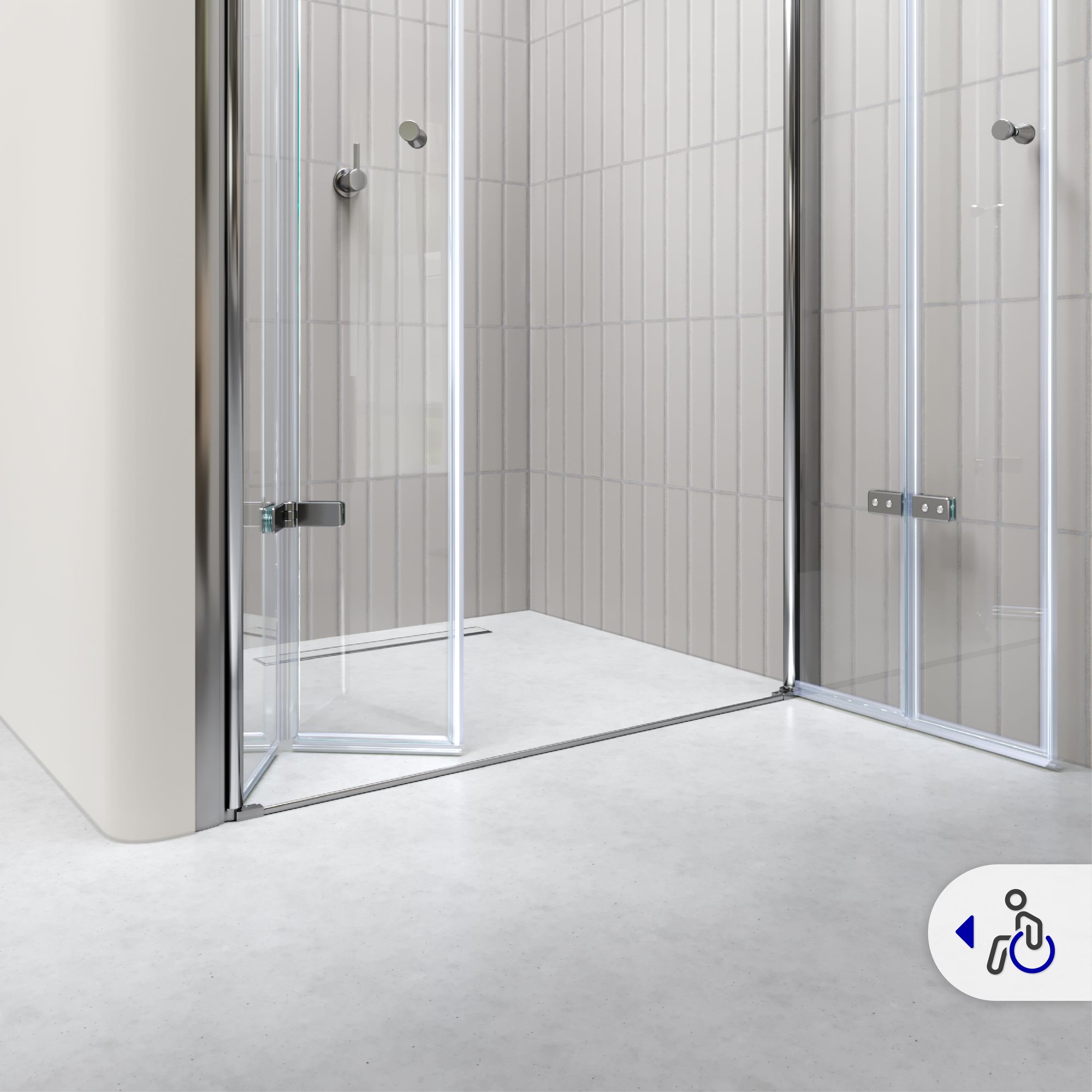 Duschtür Lena mit Falttüren aus klarem ESG Sicherheitsglas