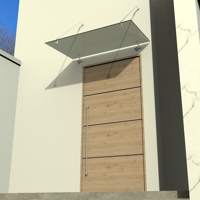 Glasvordach Edelstahl Türvordach Glas Halterung Haustür Getönt VSG - diverse Größen Glasvordach Edelstahl Türvordach Glas Halterung Haustür Getönt VSG 160x90cm 2 Halterungen