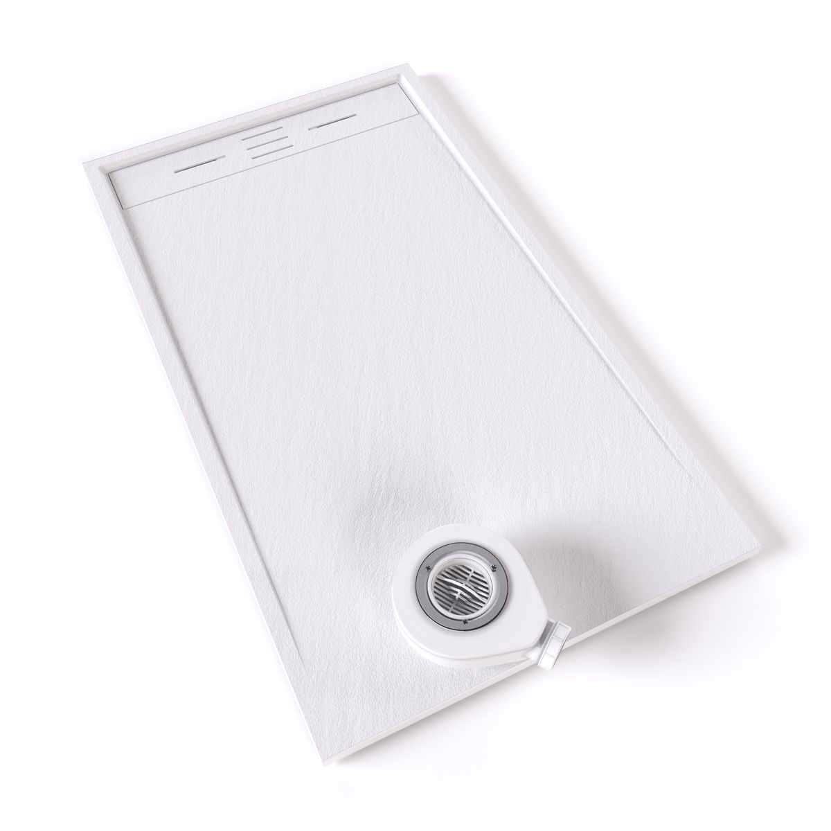 SMC Duschwanne Hiemal in Schieferoptik inkl. Ablaufgarnitur Weiß