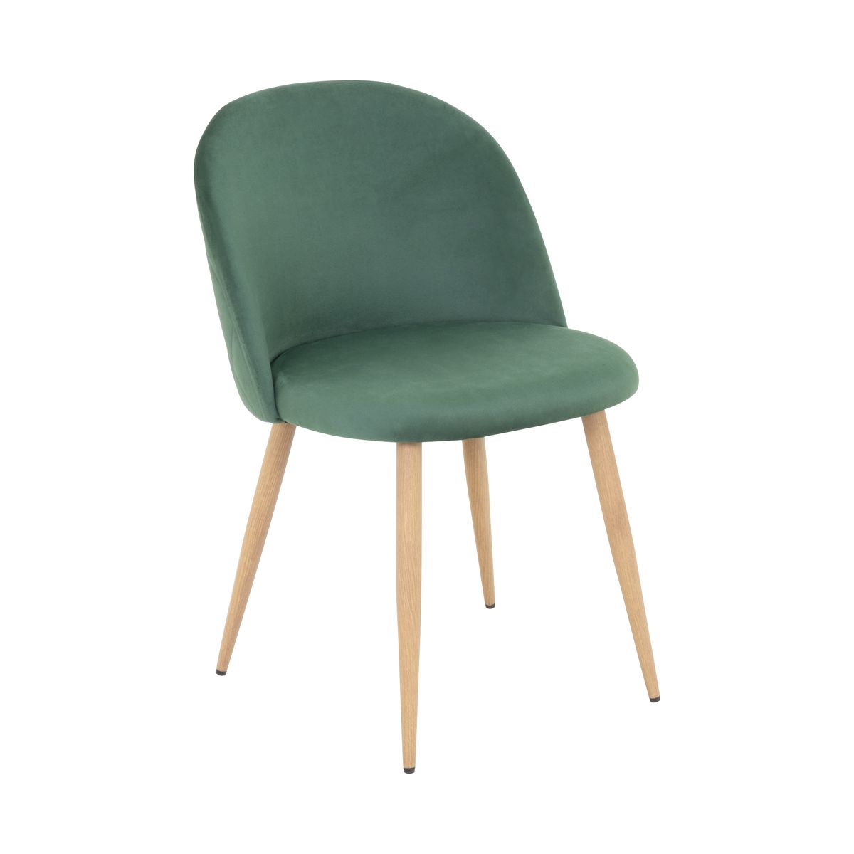 Esszimmerstuhl Wohnzimmerstuhl Bellamy Grün-Holz aus Samt Velour