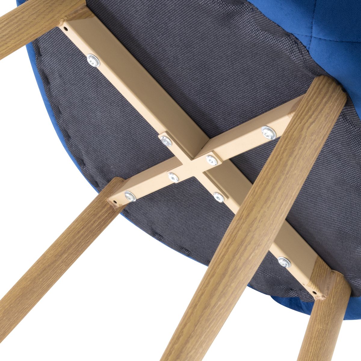 Esszimmerstuhl Wohnzimmerstuhl Bellamy Blau-Holz aus Samt Velour