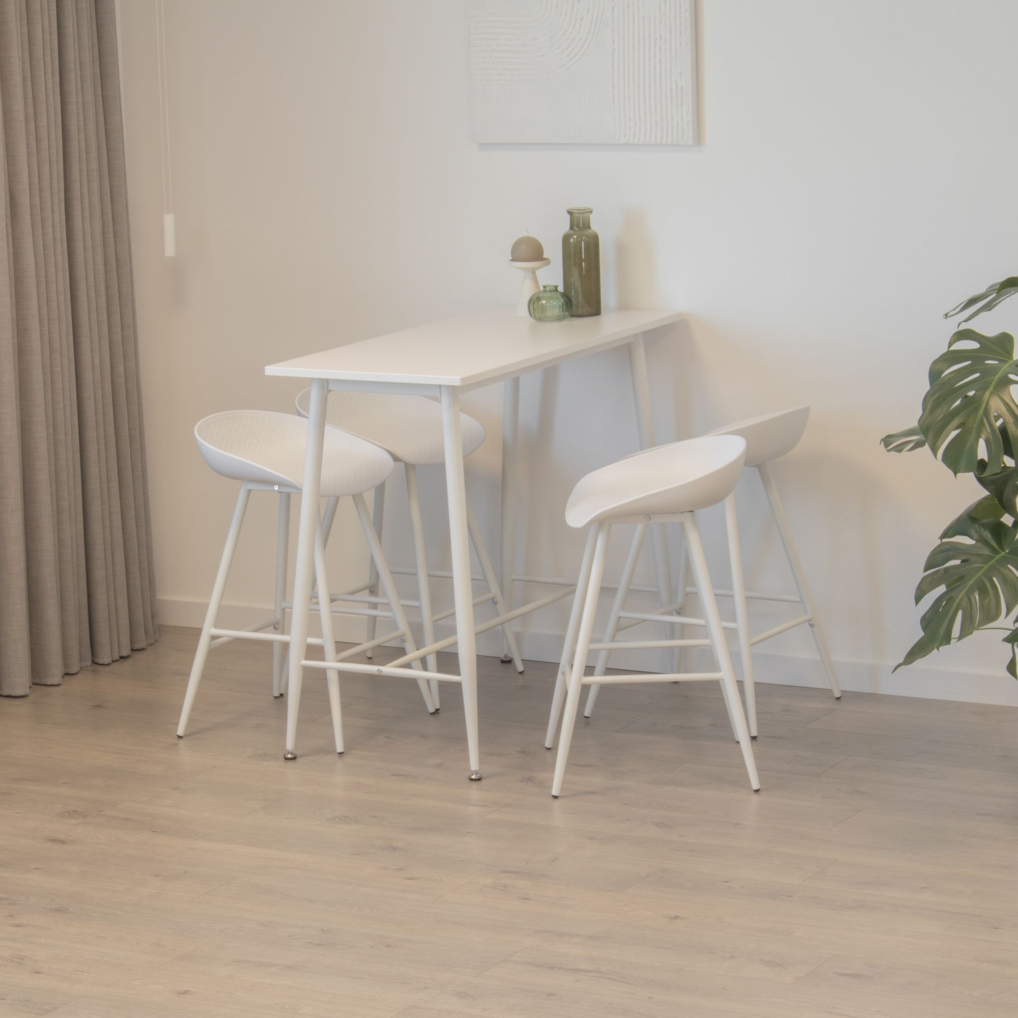 Set Tisch Edward + 4 Stühle Pollok Weiß Set Tisch Edward + 4 Stühle Pollok Weiß