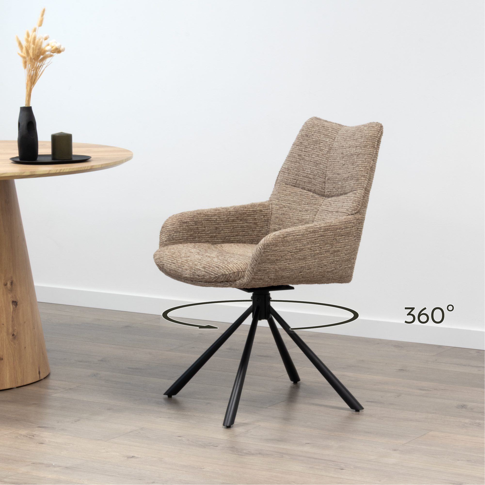 Esszimmerstühle RAINER mit 360°-Drehfunktion 2er-Set Hellbraun