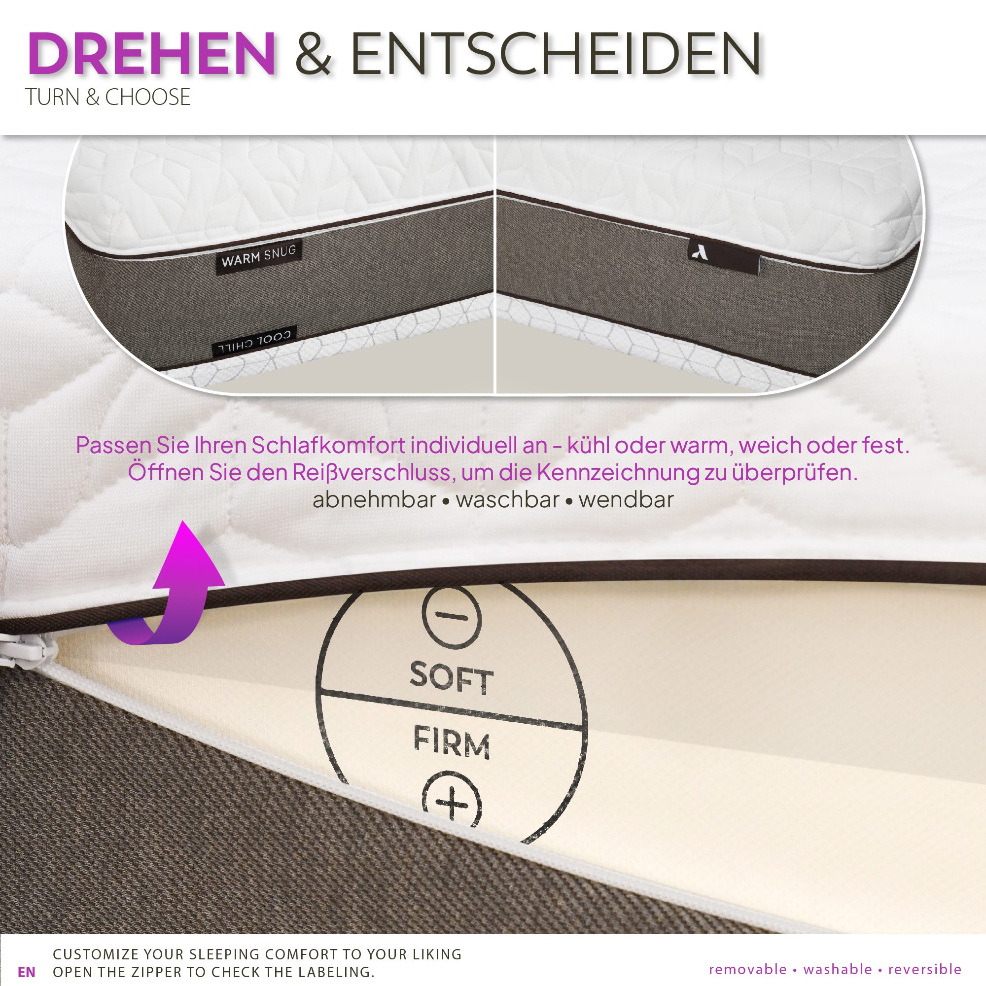 Matratze Akari – Duo-Thermo Viskoelastische Matratze mit 7 ergonomischen Zonen