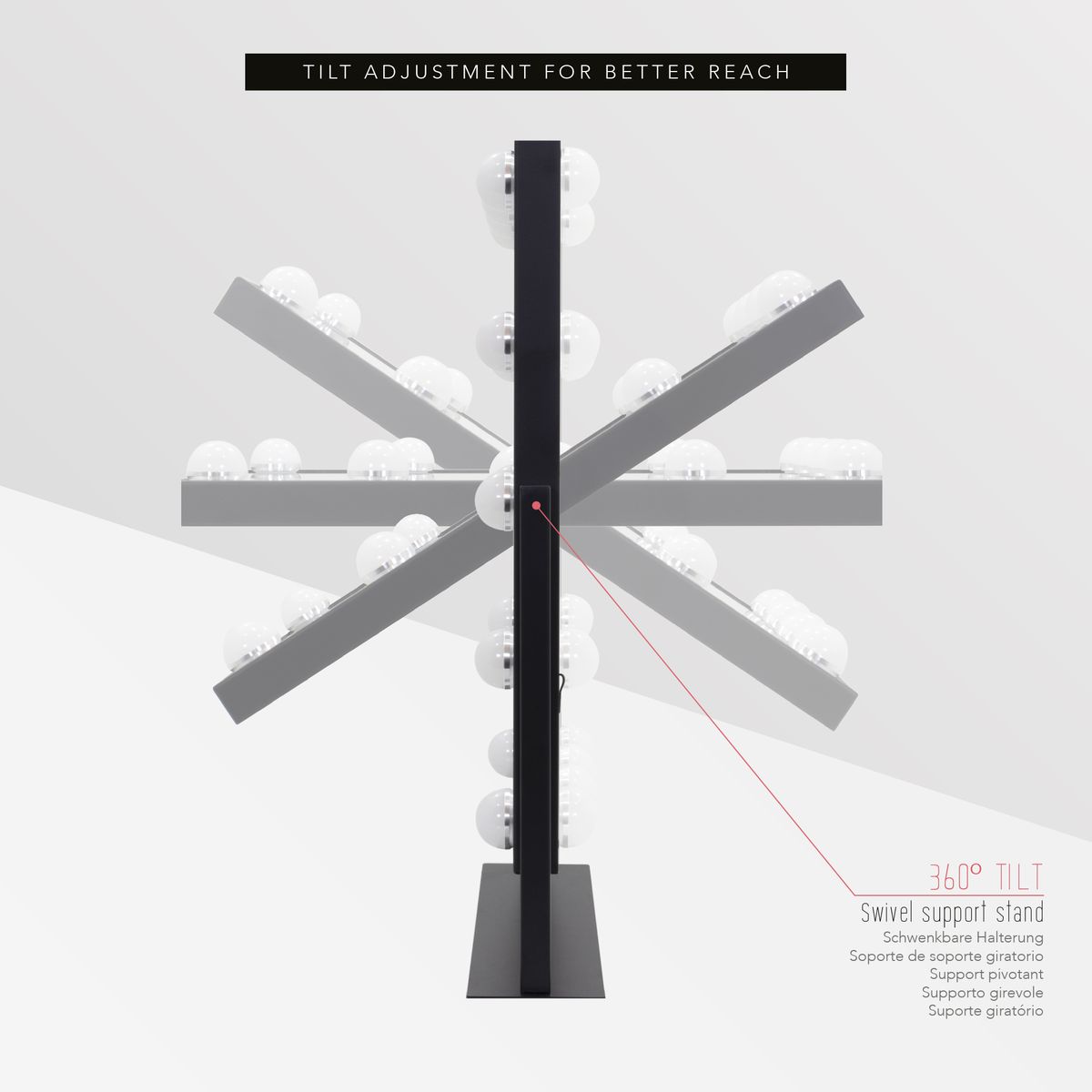 Schminkspiegel Bulb LITTLE mit 12 dimmbaren LED-Lampen Schwarz