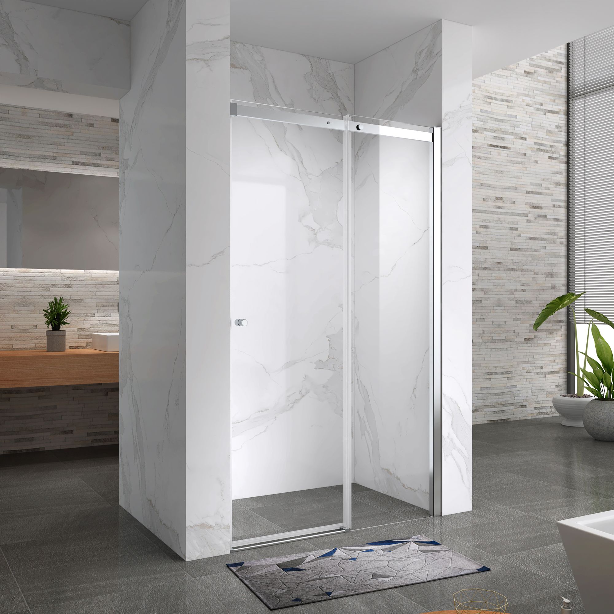 Duschtür Nischentür Kaylee mit Schiebetür aus 6mm ESG Klarglas Duschtür Nischentür Kaylee mit Schiebetür aus 6mm ESG Klarglas 160x195 cm-195 cm