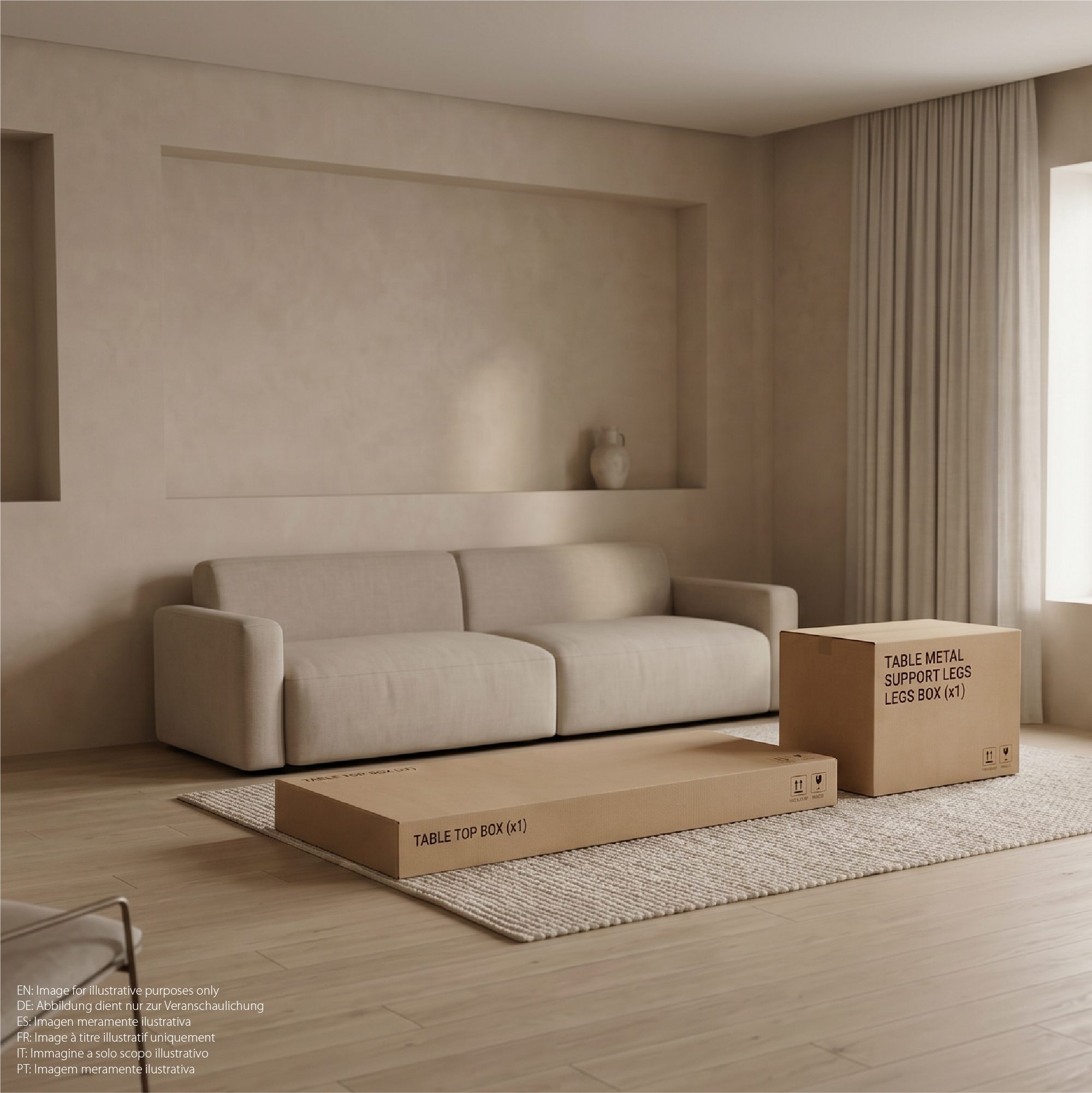 Quarles – Esstisch aus Keramik in edler Steinoptik in Beige