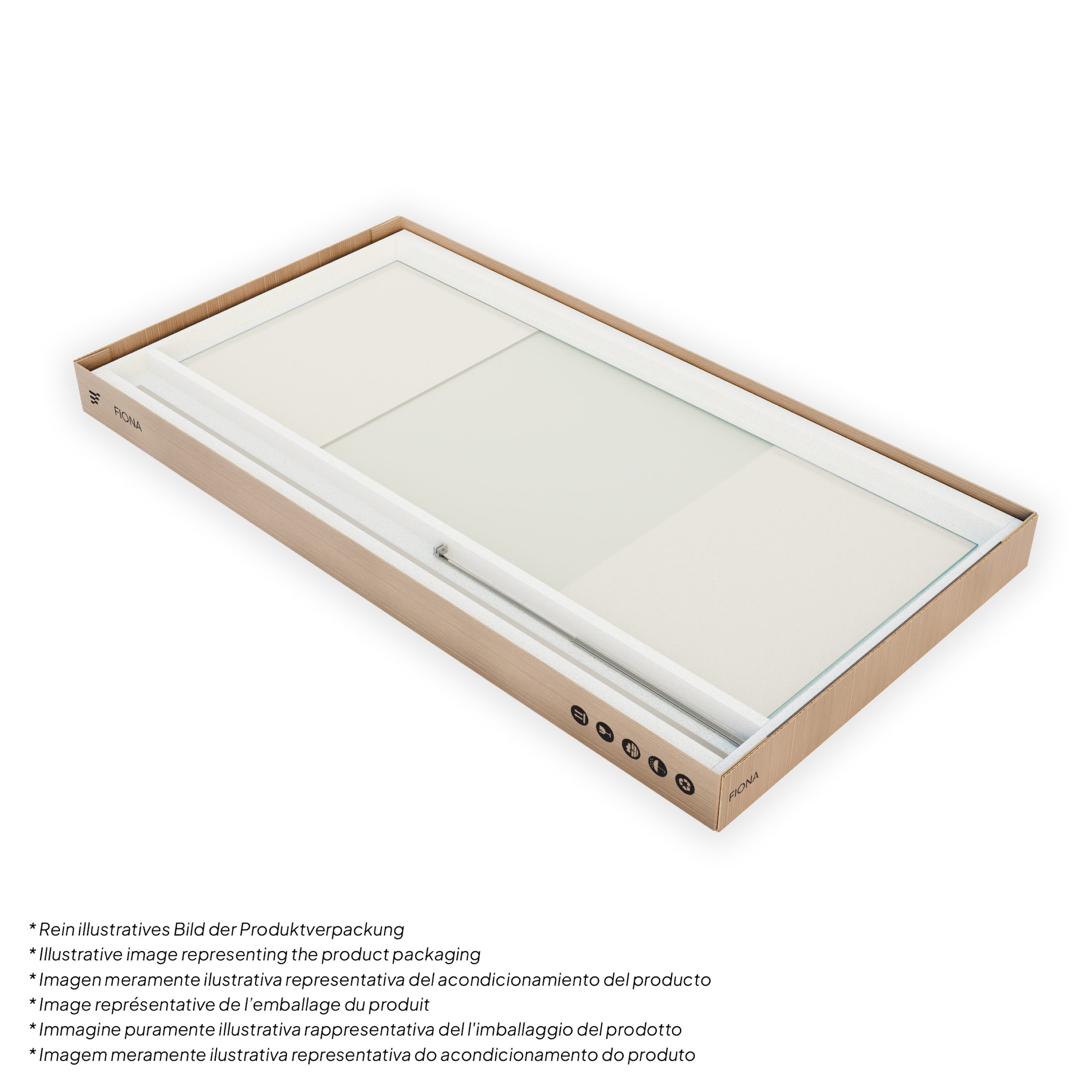Fiona – Walk-In Shower made of 10 mm thick partially frosted ESG safety glass and stainless steel profile.