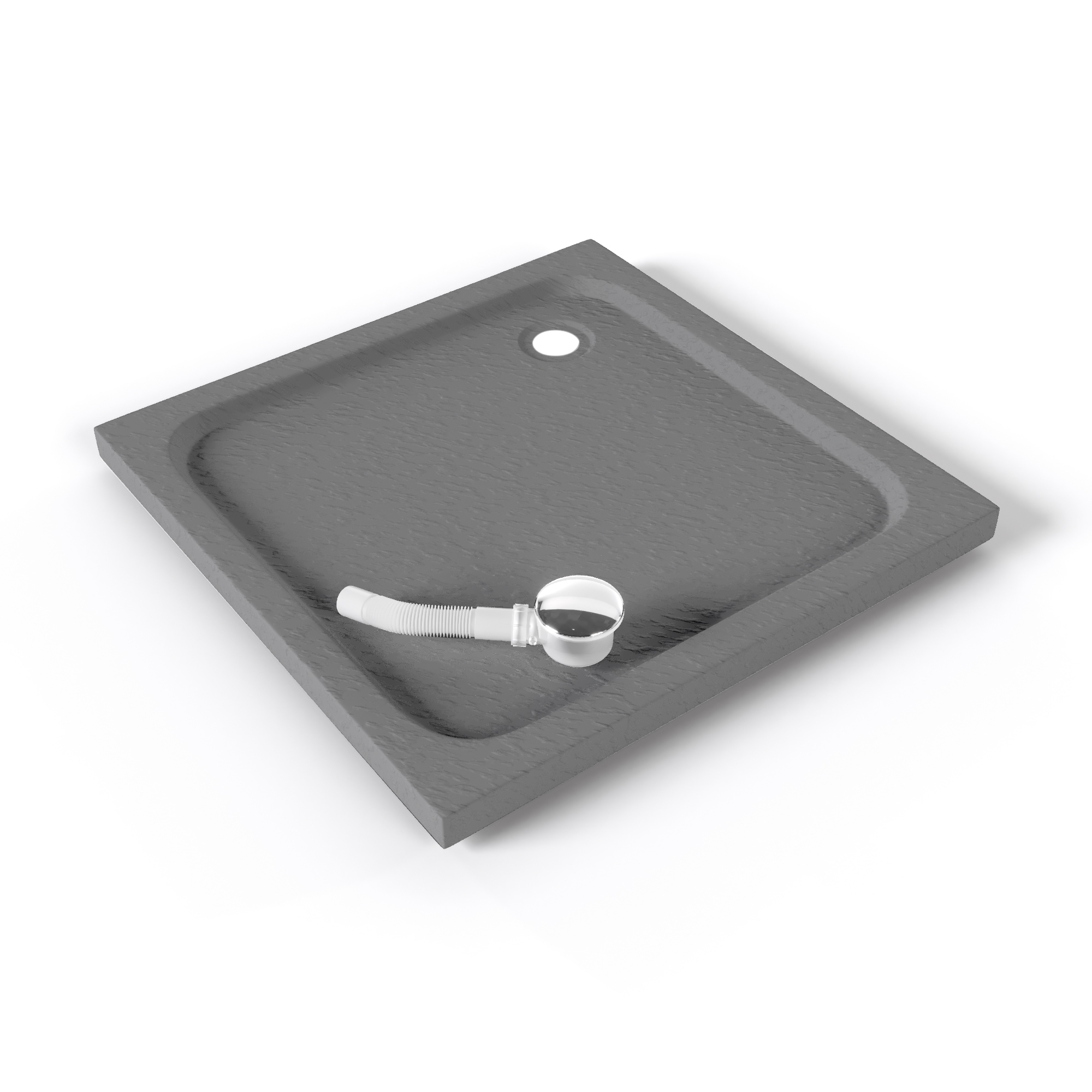 Duschwanne Shimmer STONE aus Sanitäracryl inkl. Ablaufgarnitur - Grau 80x80 cm