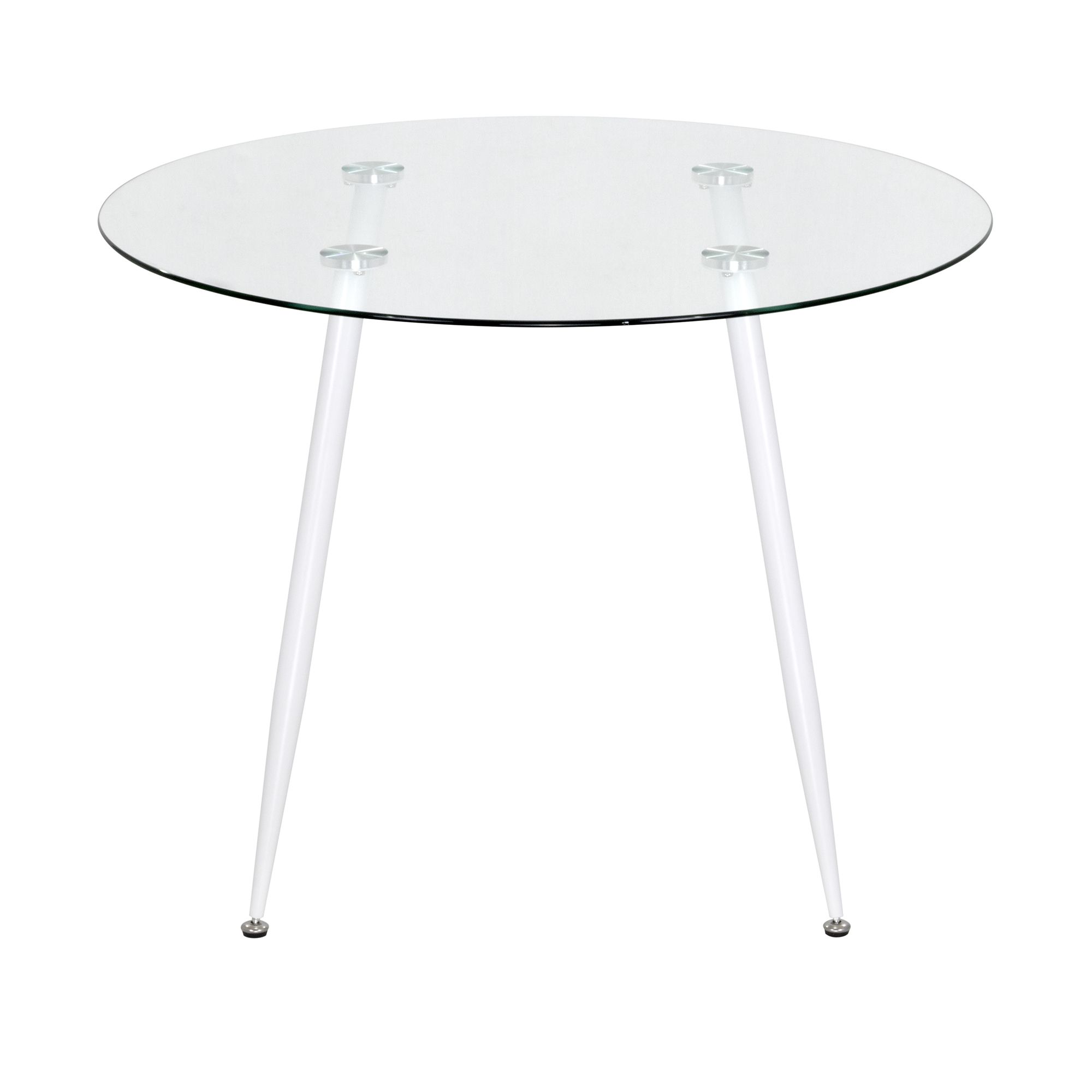 Esszimmer-Tisch CORIN | Tischplatte: Transparentes Glas | Beine: Weiß 80 cm