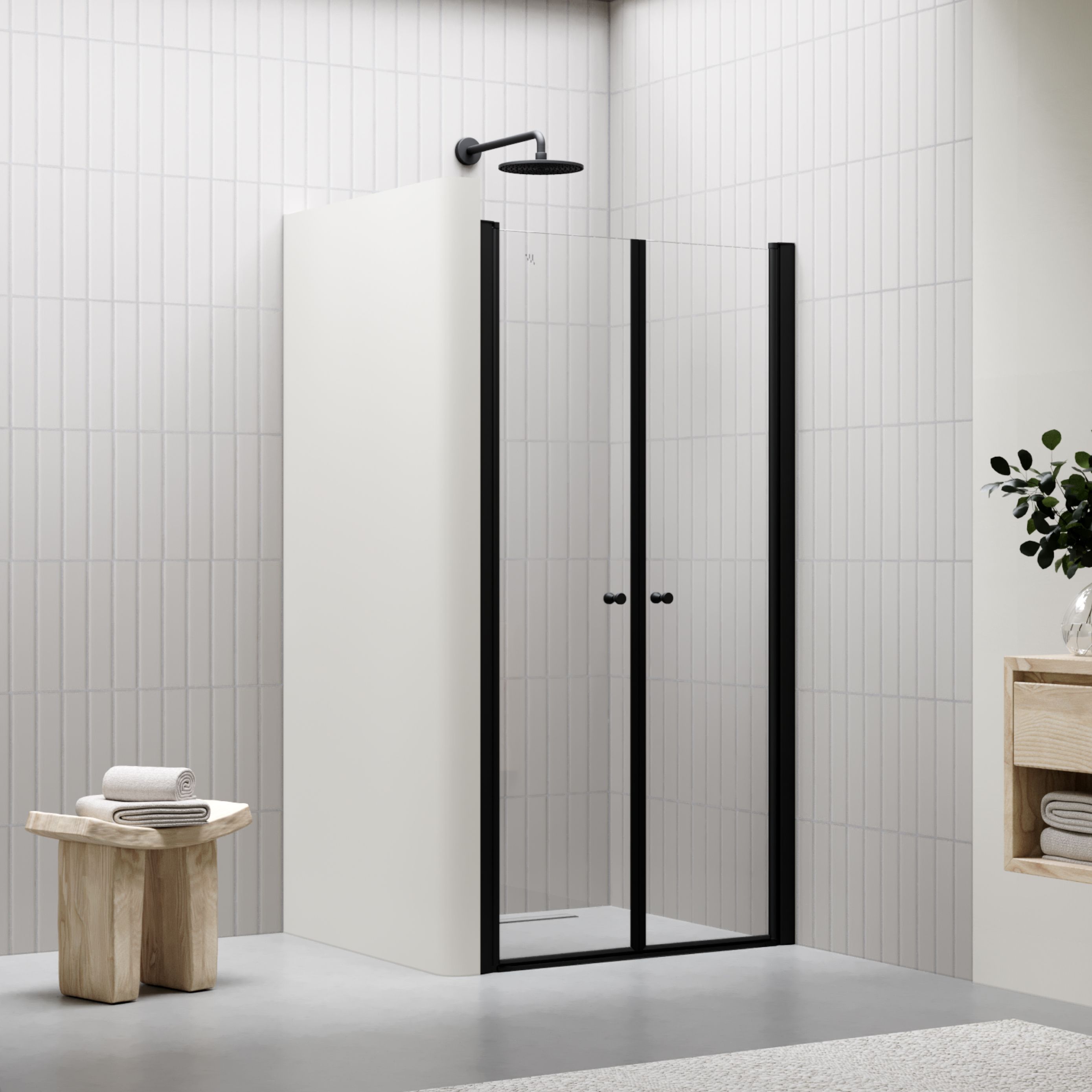 Shower Door Lima BLACK with Hinged Doors 68-140 cm made of ESG Safety Glass
