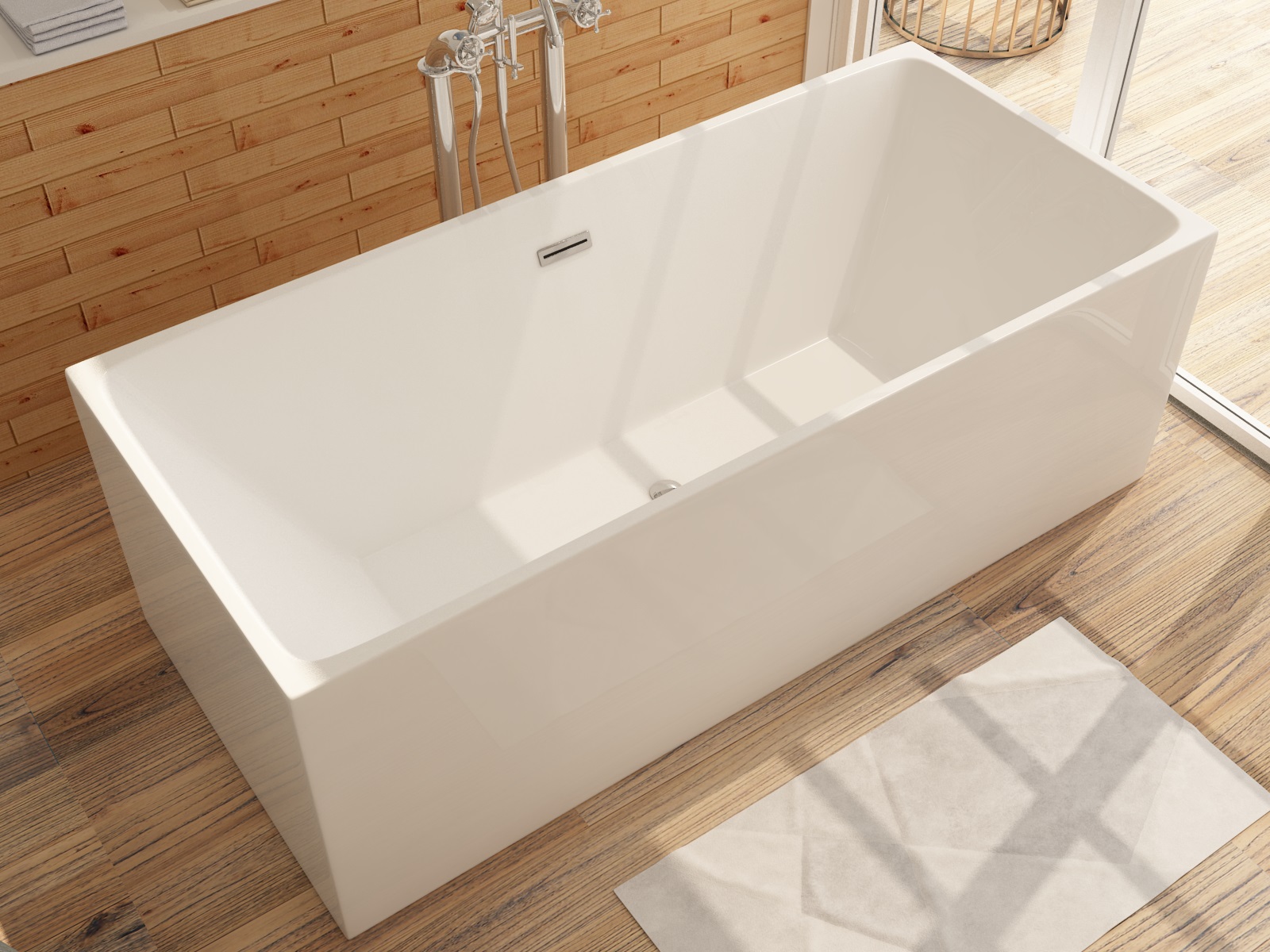 Freistehende Badewanne ALTENA Design aus Acryl in Weiß - 3 Größen