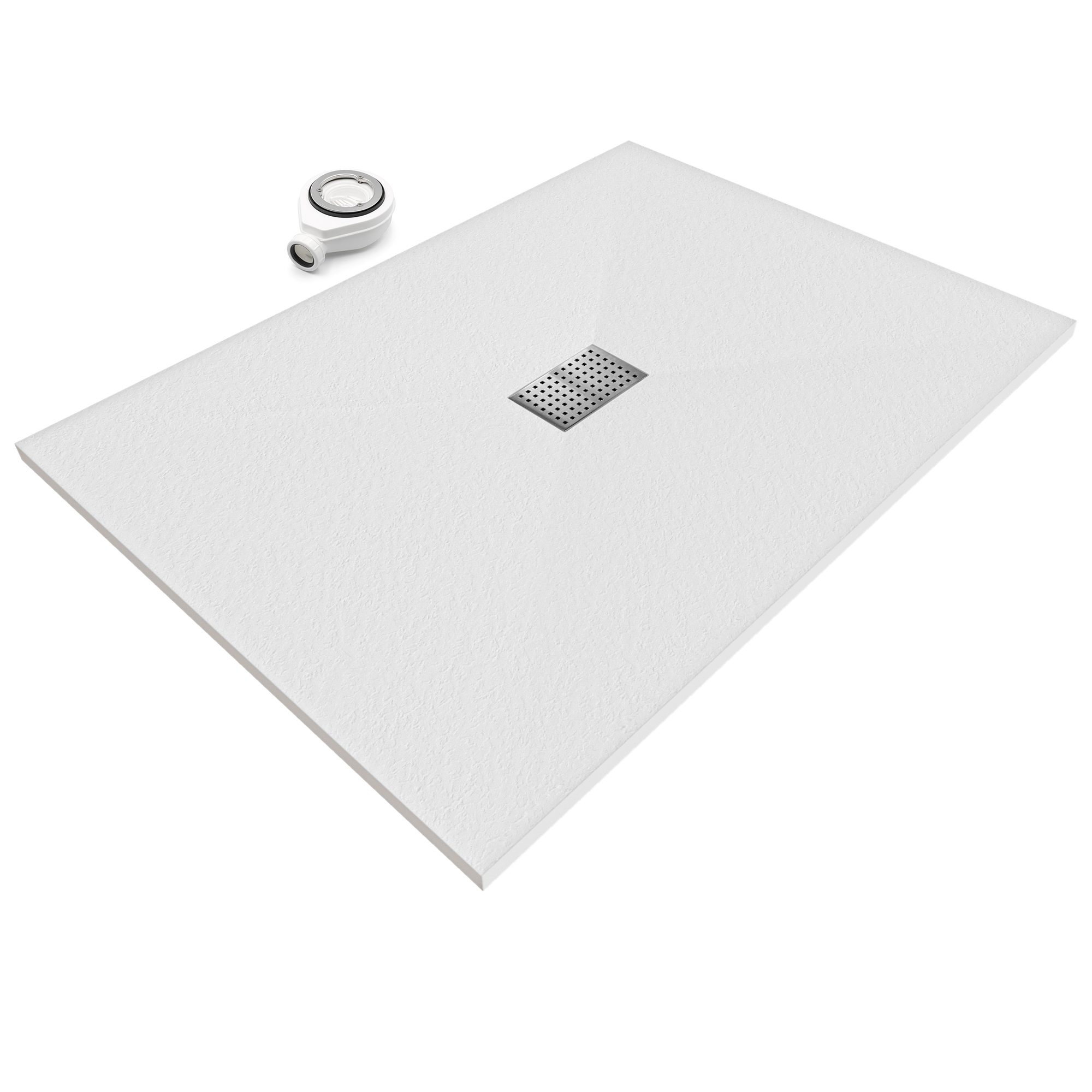 Tray – SMC Shower Boreal in Stone Look with Drain Assembly - Grey
