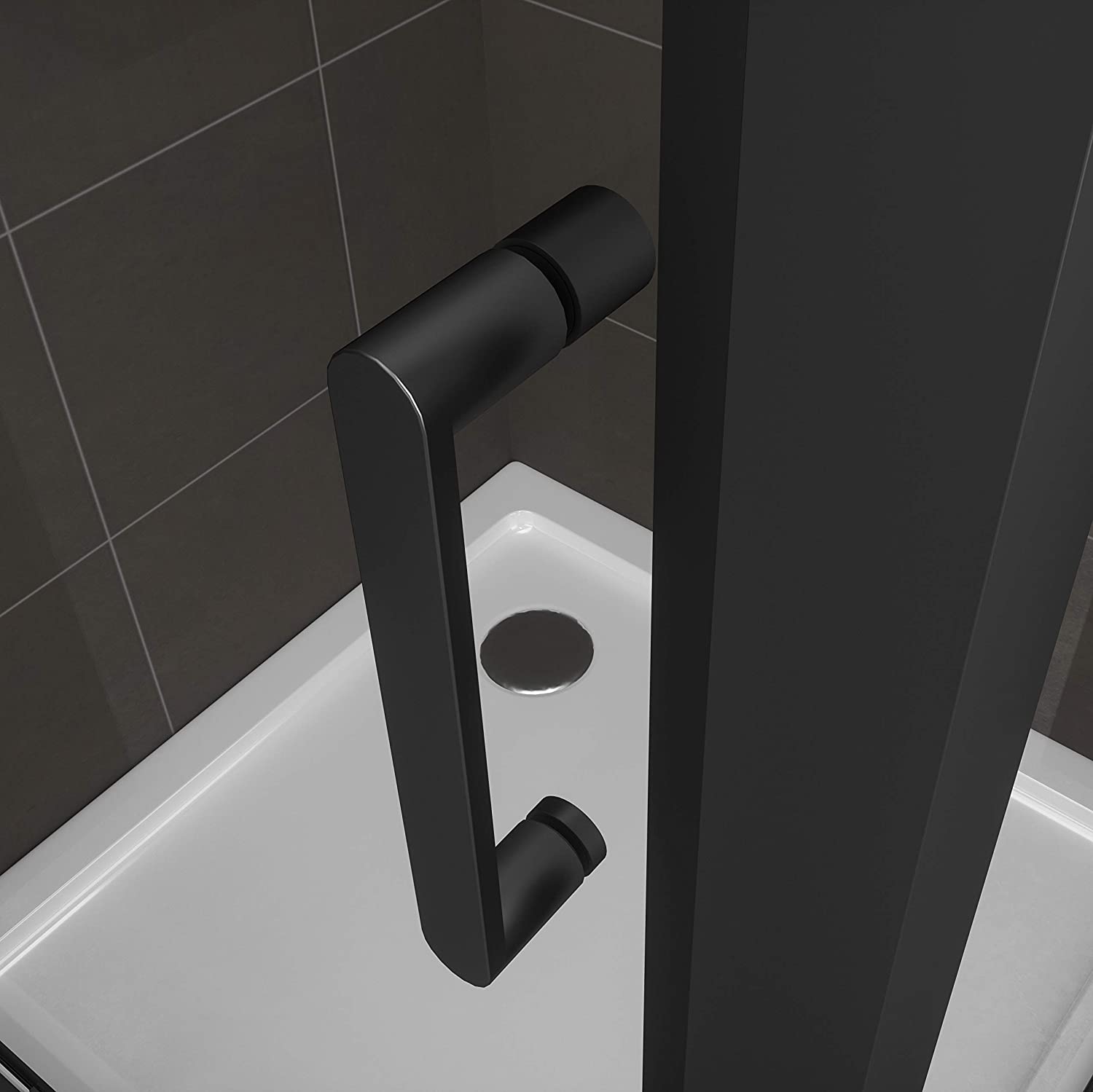 Fronteinstieg Isadora mit Klapptür und schwarzen Profilen aus ESG Sicherheitsglas