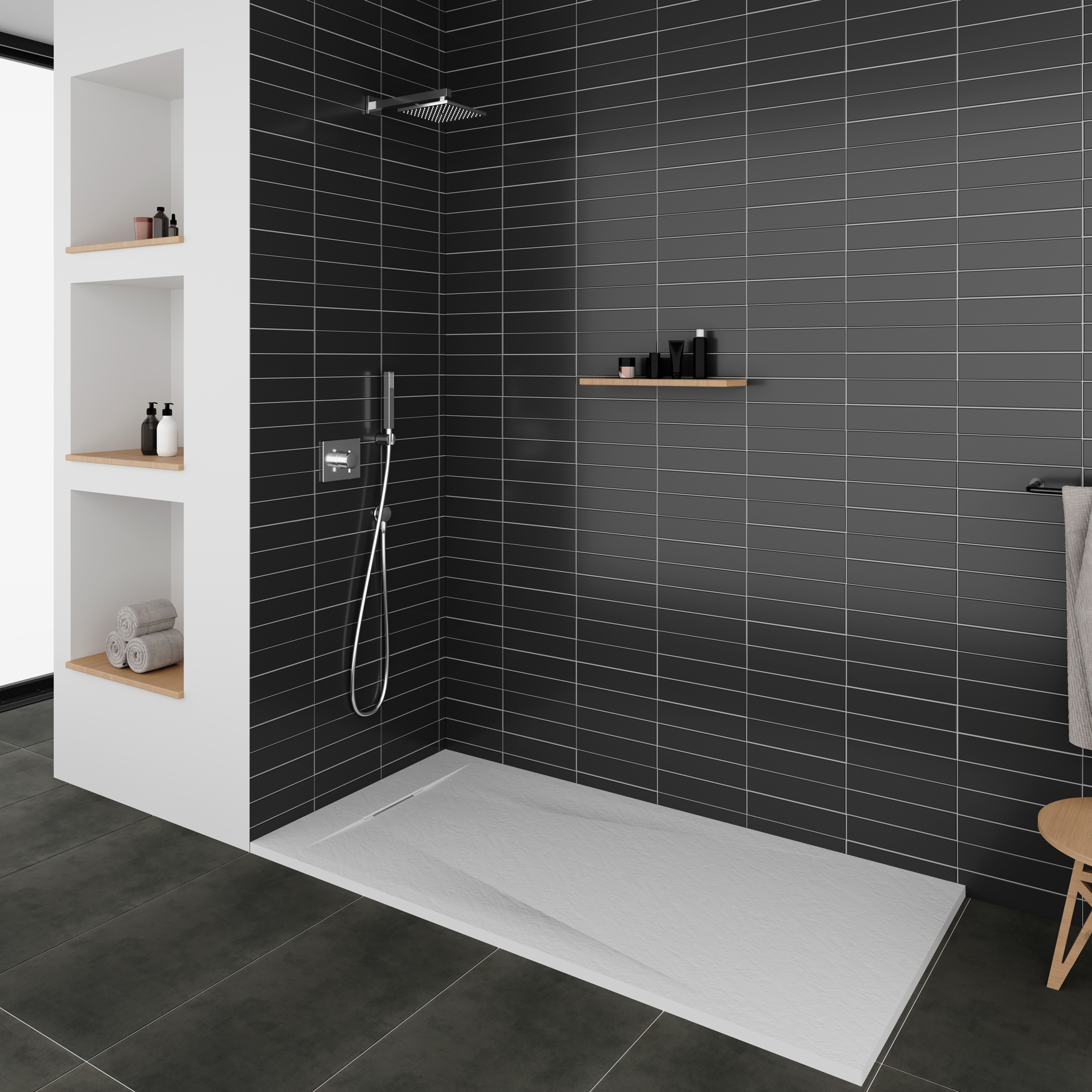 SMC Duschwanne Polar in Stein-Optik inkl. Ablaufgarnitur - Weiß SMC Duschwanne Polar 90x90 cm, Duschtasse in Steinoptik inkl. Ablaufgarnitur - Weiß