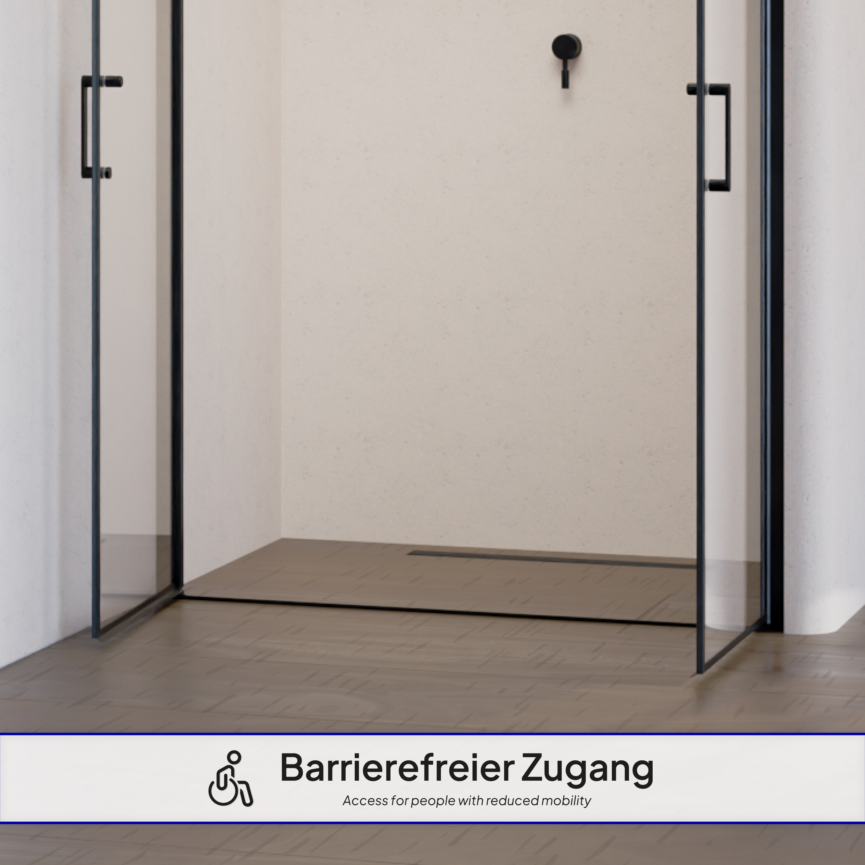 Shower Door Stella Black with Hinged Doors and Black Profiles Made of ESG Safety Glass