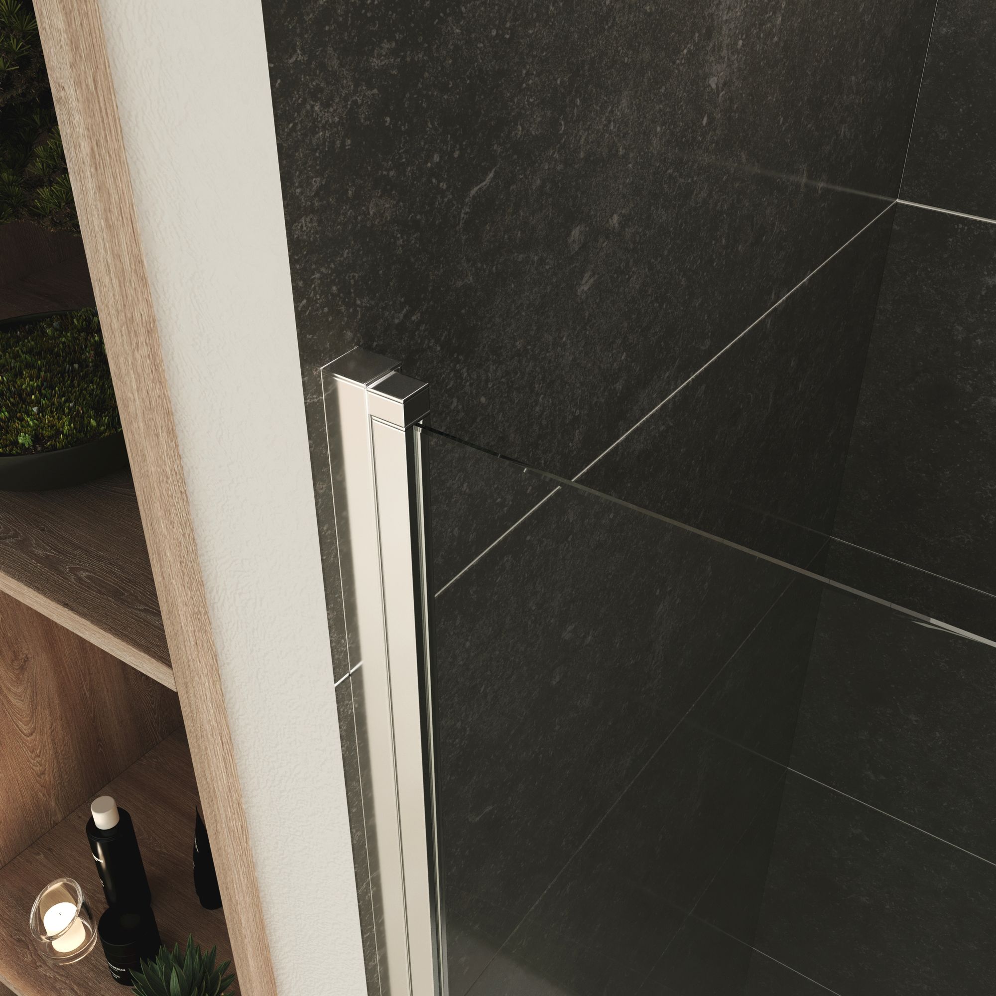 Shower Door Lara with Hinged Doors and Stainless Steel Handles, 68-104 cm, made of ESG Safety Glass Shower Door Lara with Hinged Doors and Stainless Steel Handles, 68-104 cm, made of ESG Safety Glass