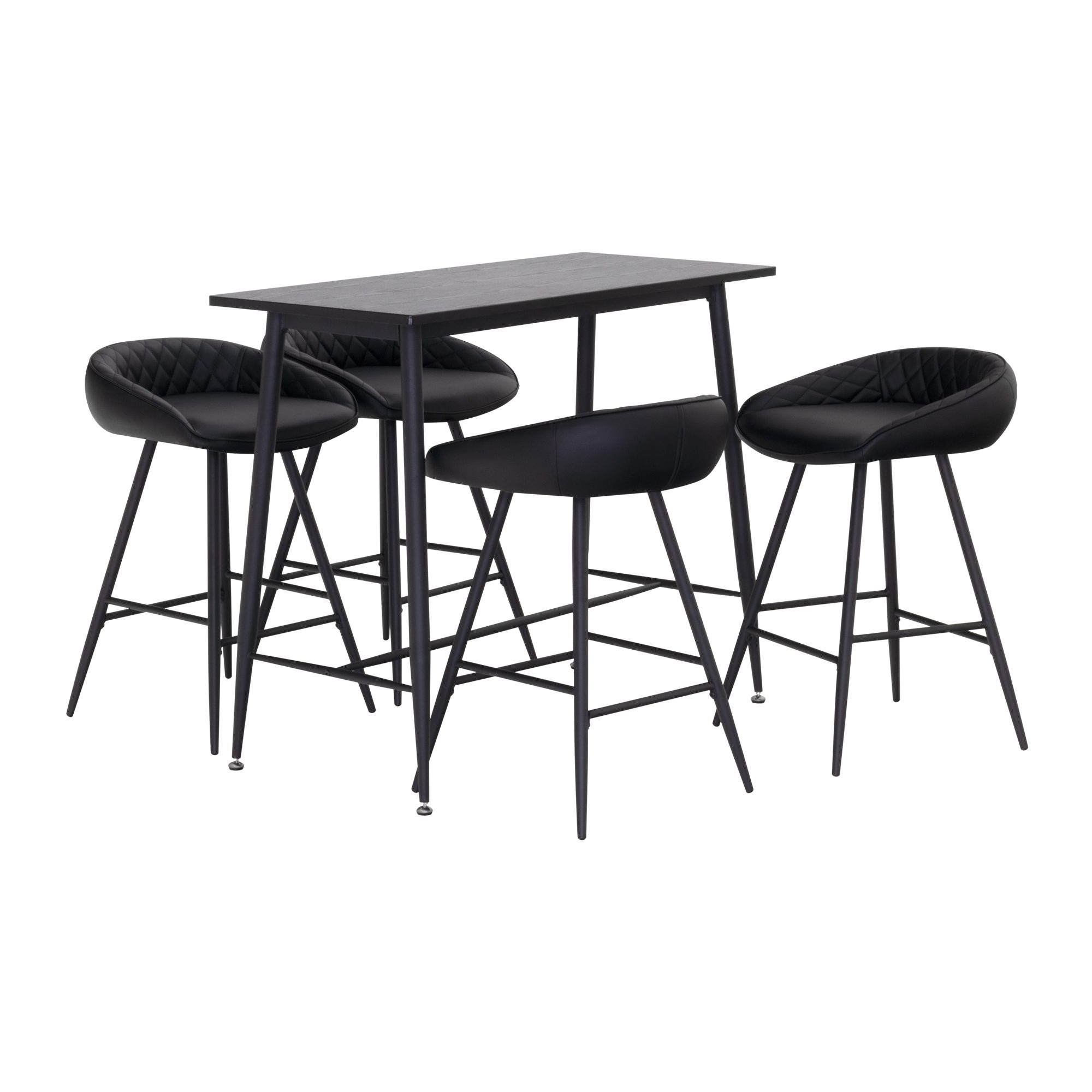 Set Tisch Edward + 4 Stühle Pollok in Schwarz mit edler Lederoptik