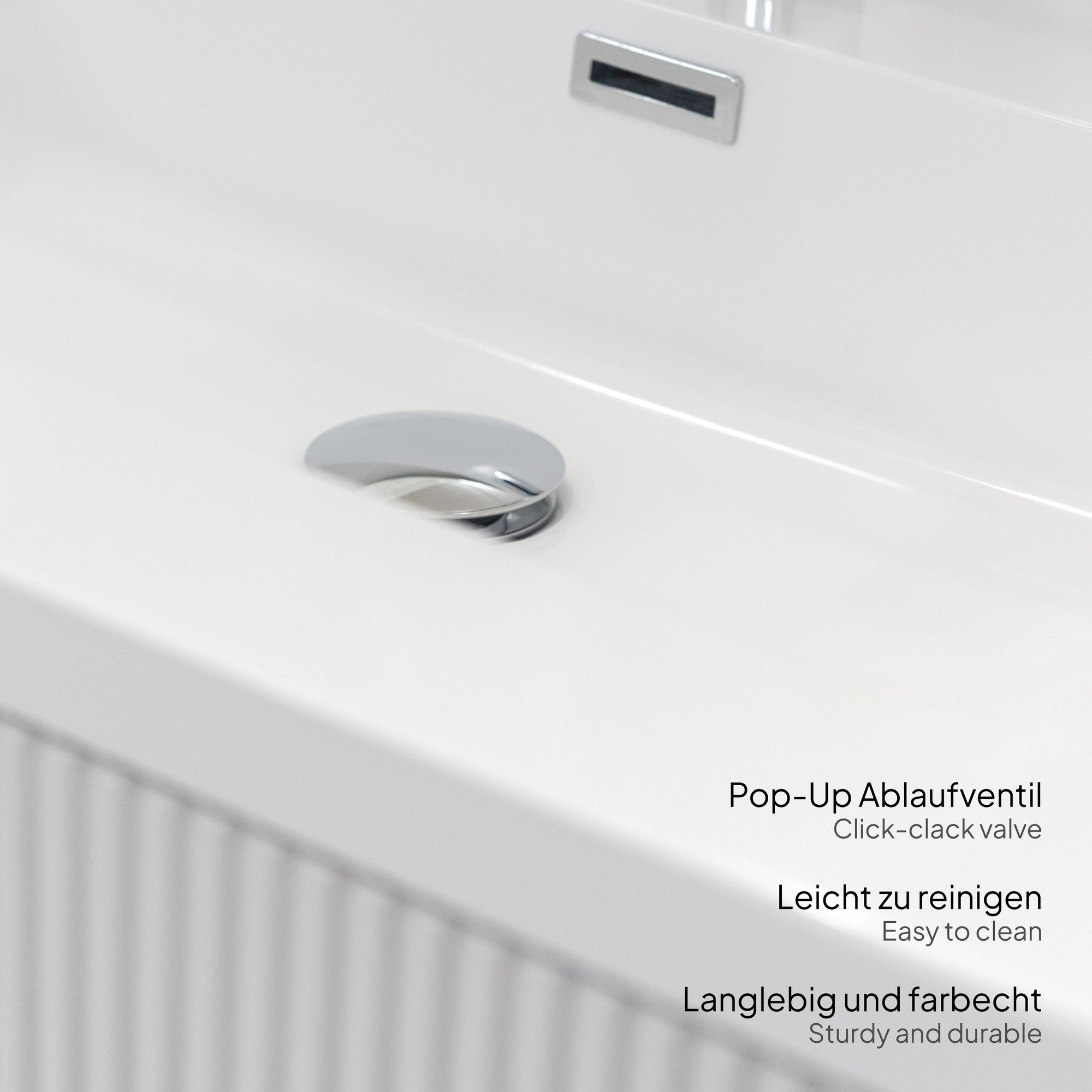 Badmöbelset Tália Modular – Weißer Resin-Waschtisch, Wandhängender Schrank, Rundspiegel & Seitenmodul (60/80/100 cm) 80 cm