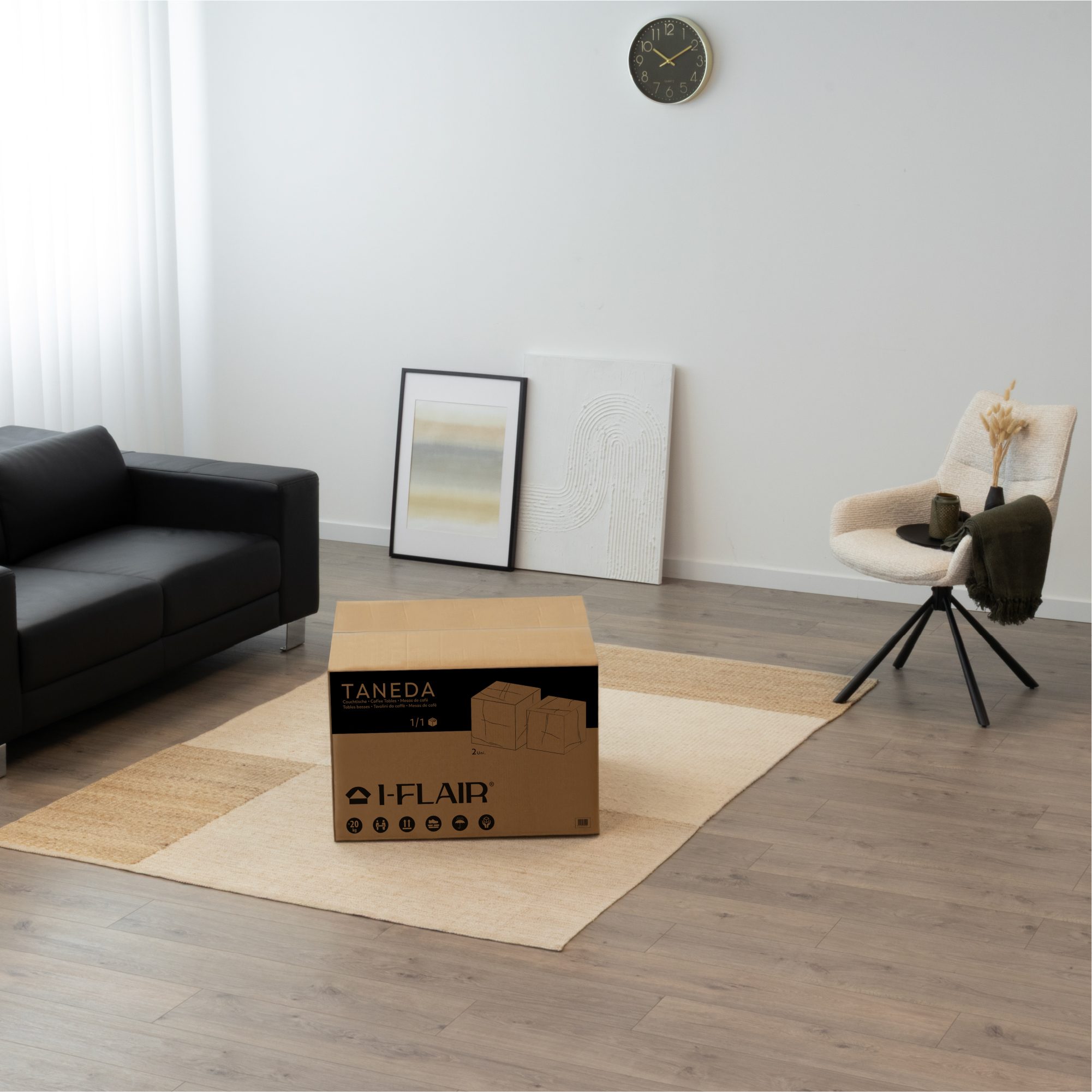 Couchtische / Beistelltisch TANEDA in Beige mit dekorativer Maserung - 2er Set