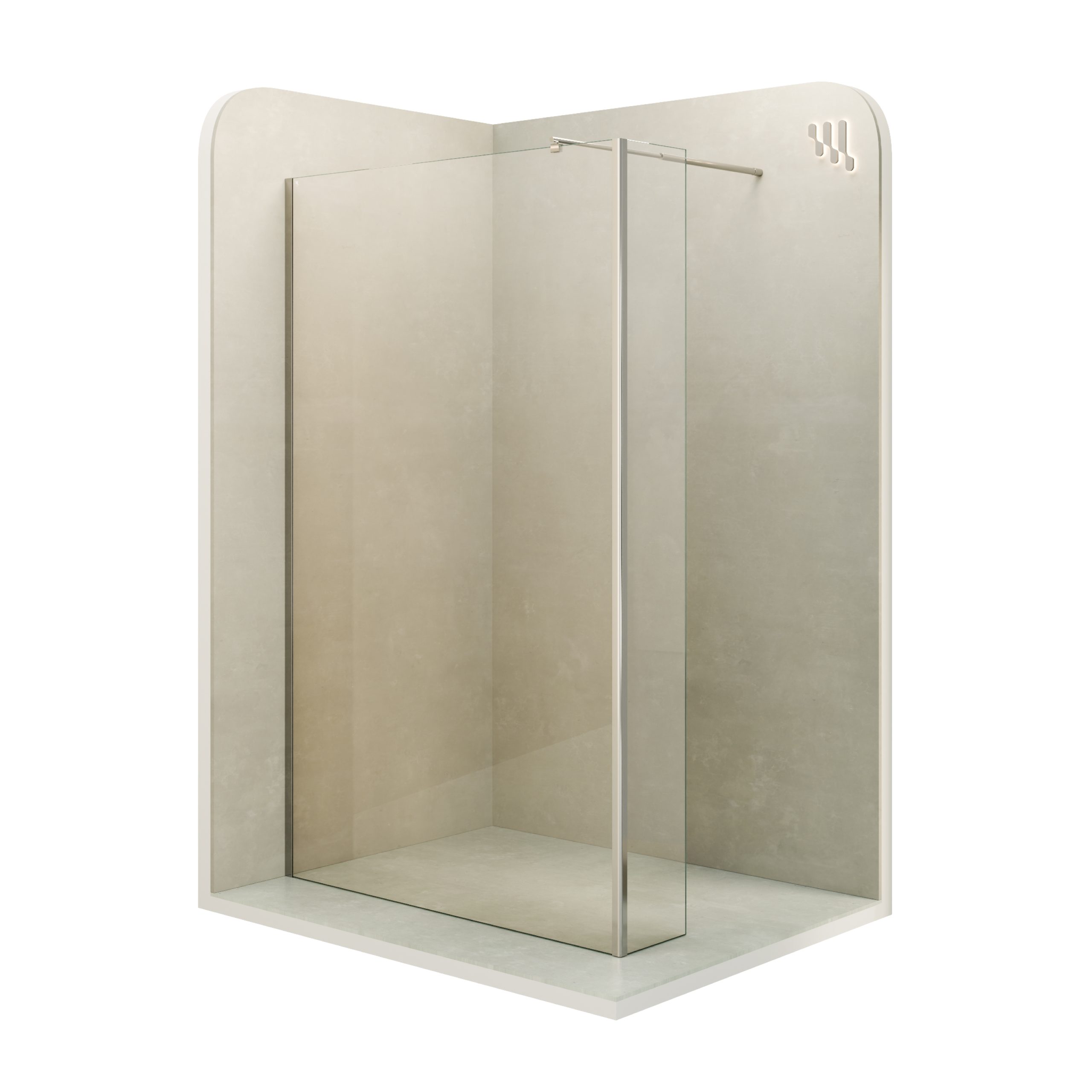 Walk In Dusche FIONA aus 10 mm klarem ESG Sicherheitsglas mit Spritzschutz und Edelstahl Profile FIONA – Walk In Dusche aus 10 mm klarem ESG Sicherheitsglas mit Spritzschutz