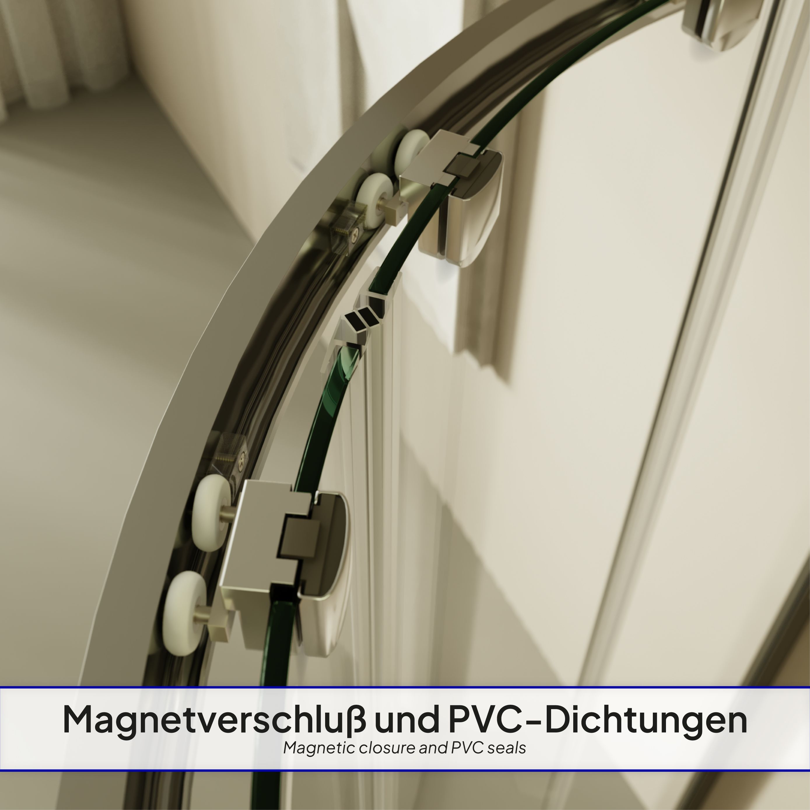 Quarter Circle Shower Ella with Sliding Doors Made of ESG Safety Glass