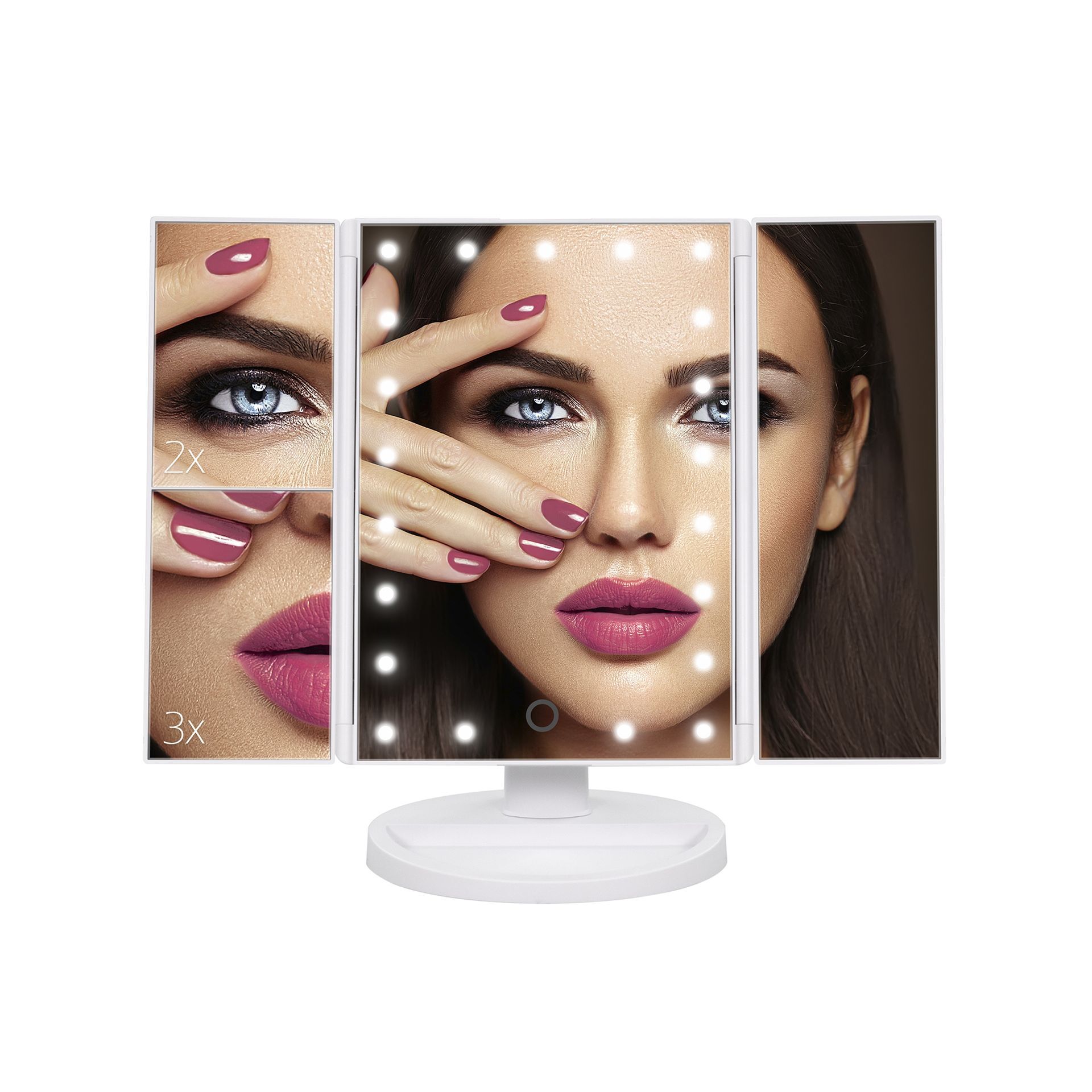 Schminkspiegel mit Vergrößerung MakeUp, mit 21 dimmbaren LED-Lampen