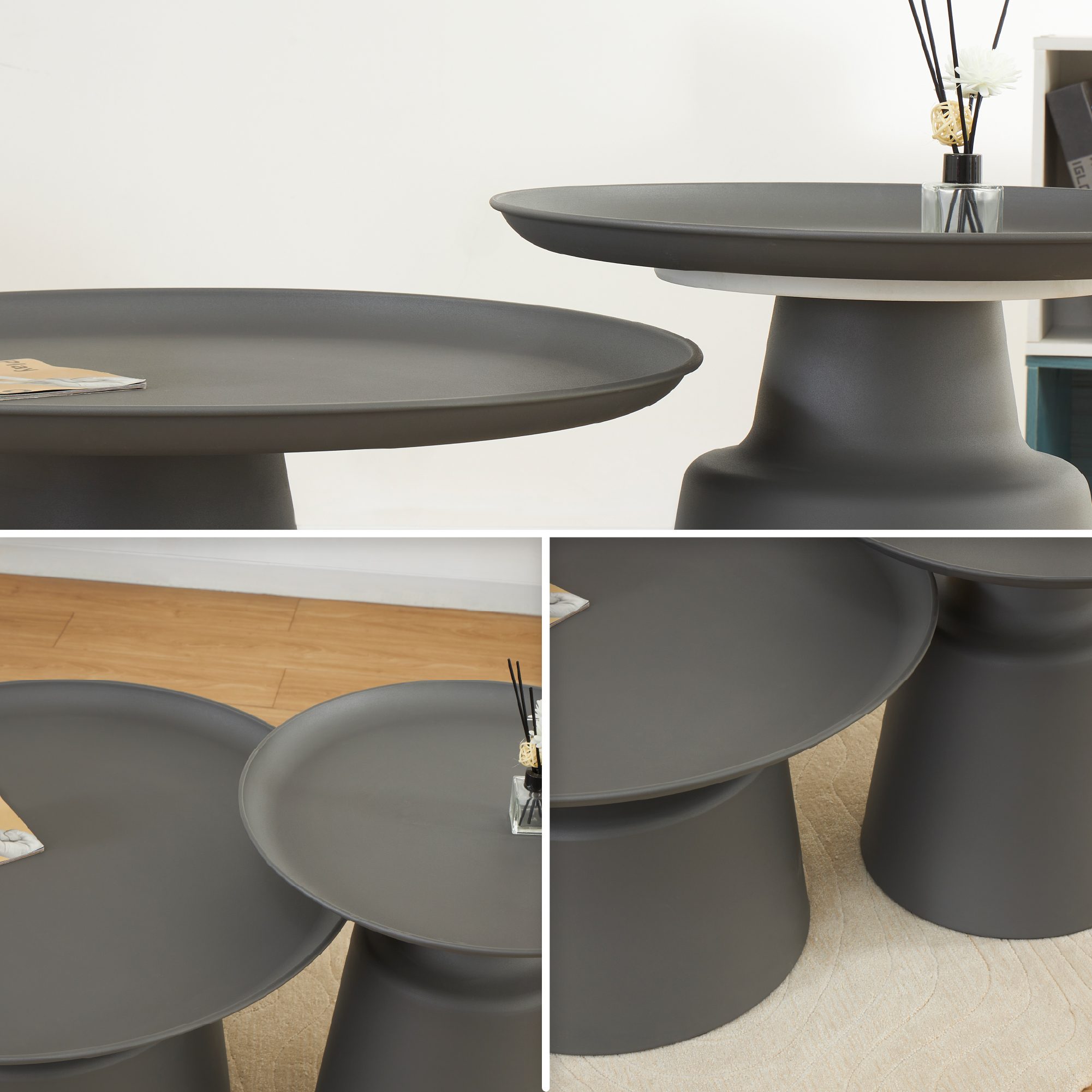 Couchtisch / Beistelltisch ONAT | Metallstruktur in Schwarz - 2er Set Couchtisch / Beistelltisch ONAT | Metallstruktur in Schwarz - 2er Set