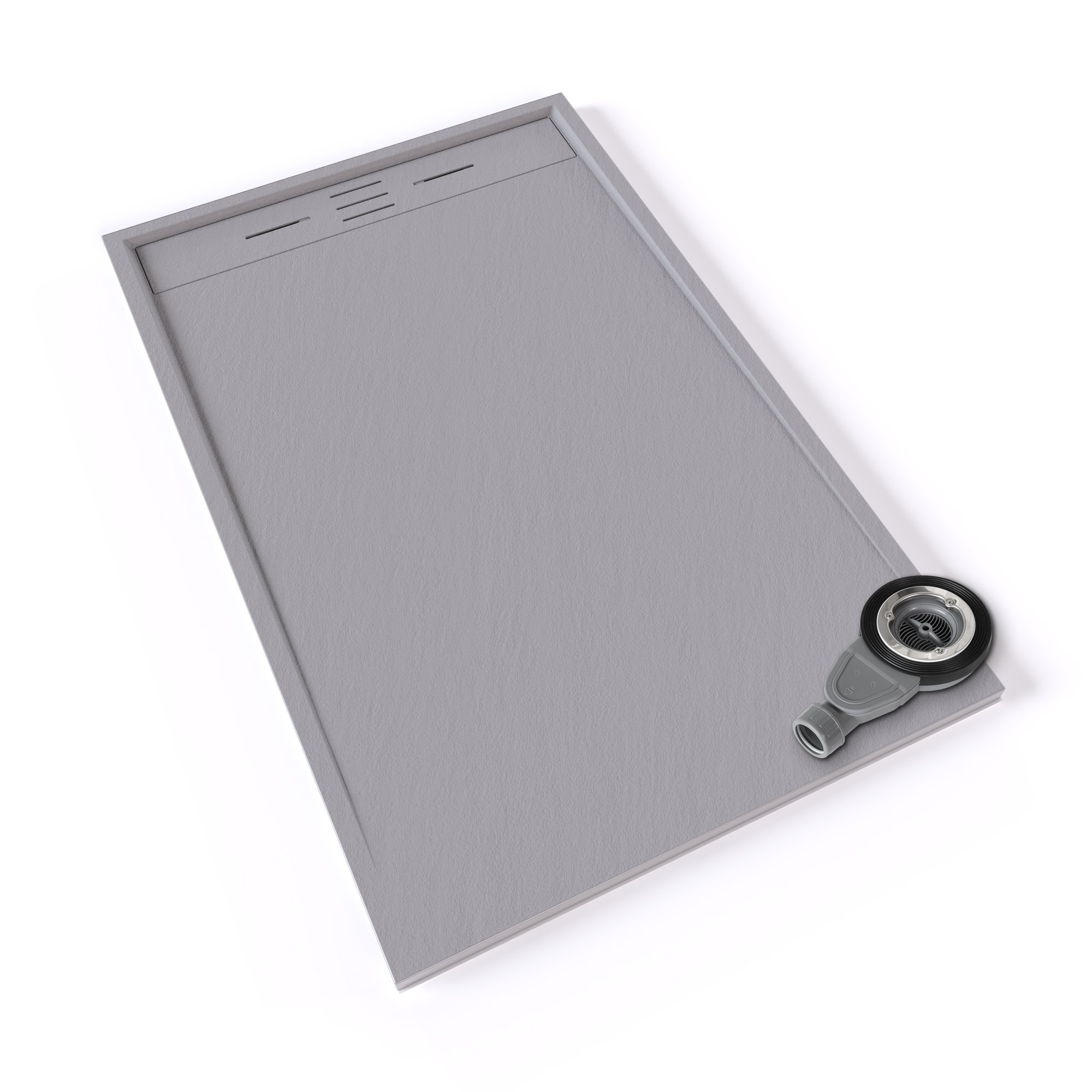 Hiemal – SMC Shower Tray in Slate Finish, Including Gray Drain Assembly