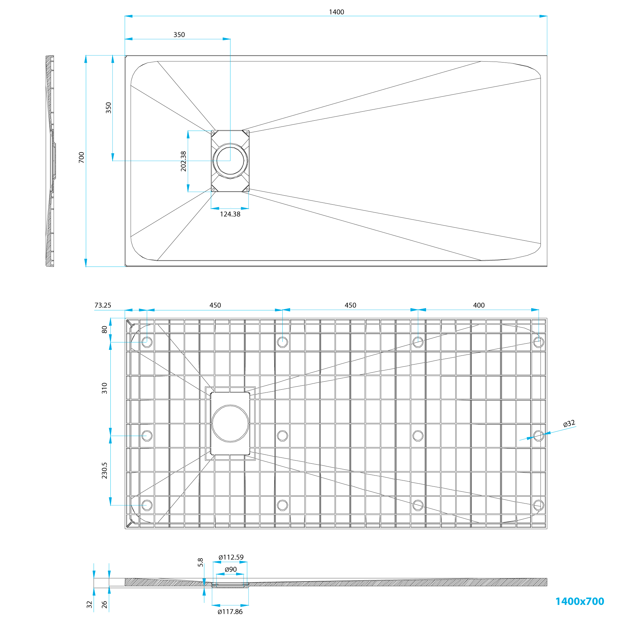 SMC Duschwanne Boreal in Stein-Optik inkl. Ablaufgarnitur - Weiß 70x140 cm SMC Duschwanne Boreal in Stein-Optik inkl. Ablaufgarnitur - Schwarz 70x140 cm