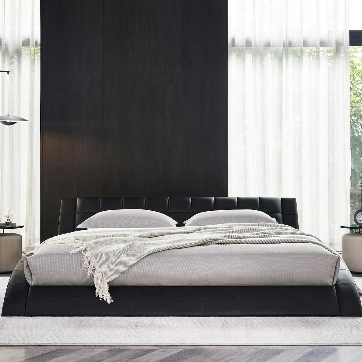 Design Polsterbett Raul in Schwarz Design Polsterbett Raul in Schwarz 200x200 cm