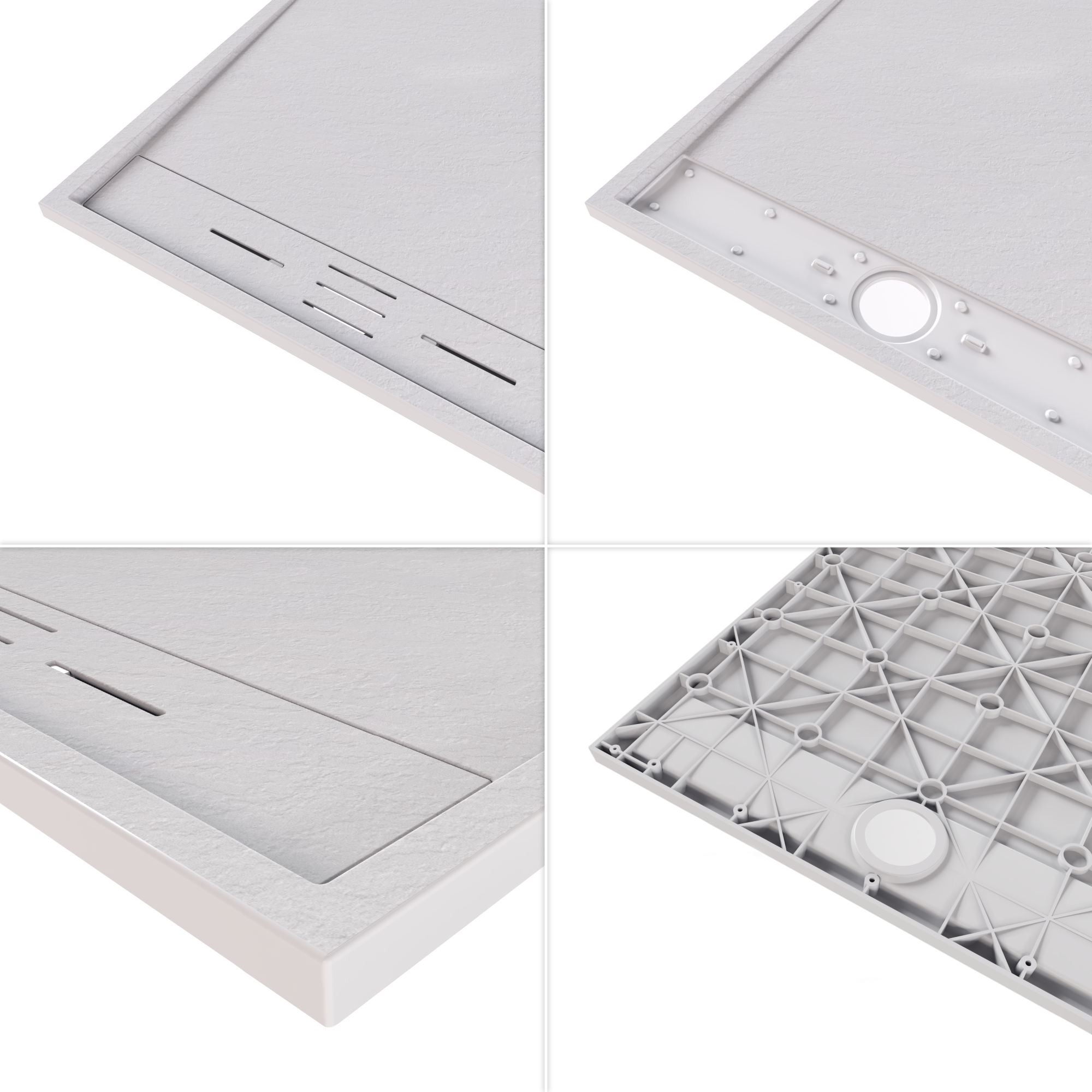 Shower Tray Shimmer STONE made of sanitary acrylic including drainage set - White