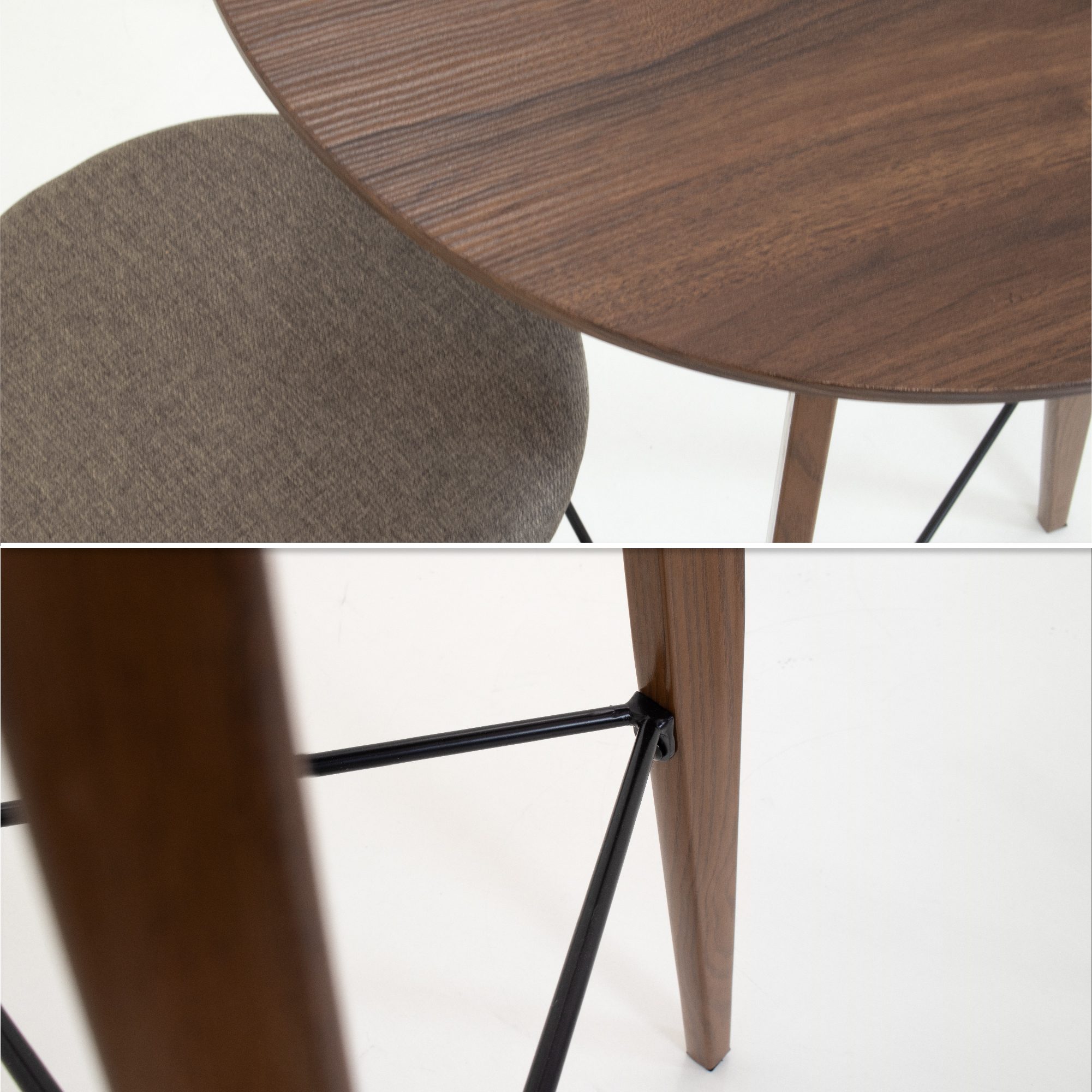 Bartisch-Set mit 2 Barhockern im warmen Holzdesign Ovid