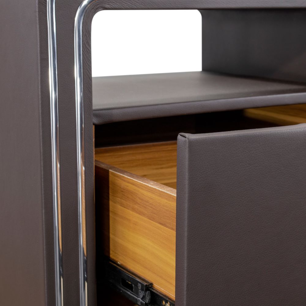 Nachttisch Kommode Nachtkonsole Braun aus hochwertigem Kunstleder - S85 Nachttisch Kommode Nachtkonsole Braun aus hochwertigem Kunstleder - S85