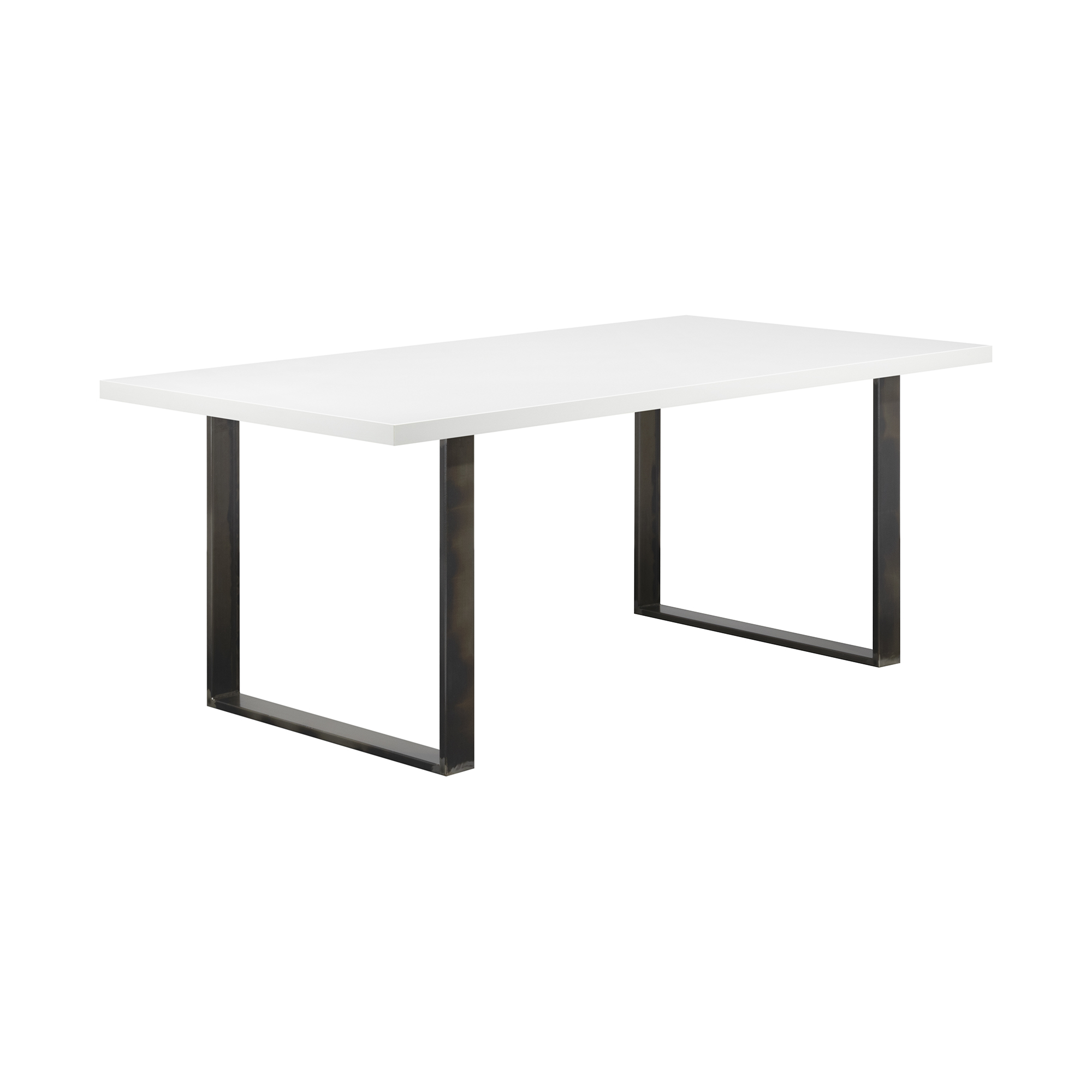 Kufentisch MACON Weiß + Industrial 180x100 cm MACON – Esszimmertisch Kufentisch Holztisch Esstisch - Weiß + Industrial