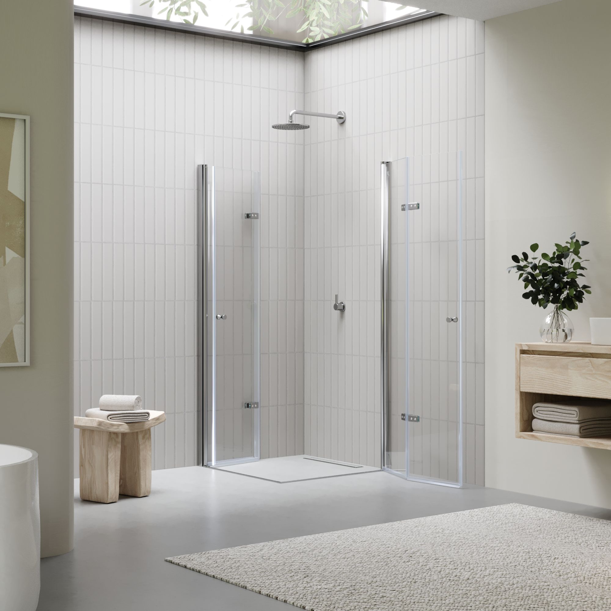 Eckeinstieg Emma mit Falttüren aus ESG Sicherheitsglas